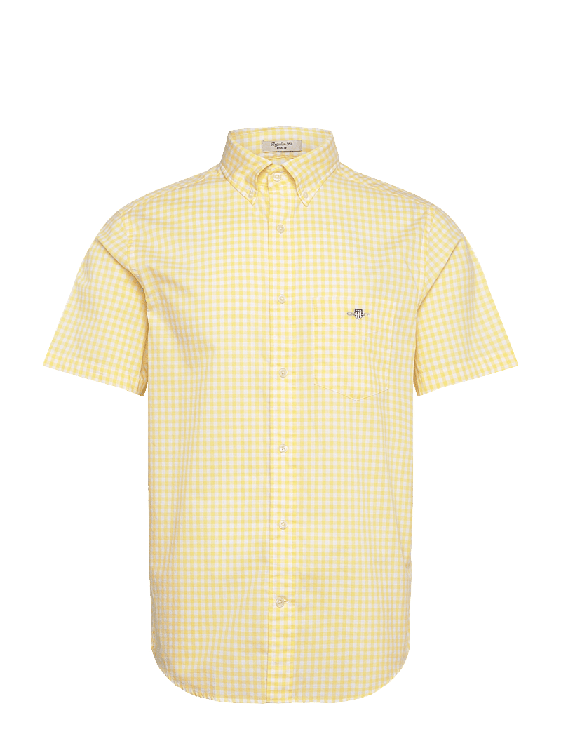 GANT - REG POPLIN GINGHAM SS SHIRT - basic skjortor - banana yellow - 0
