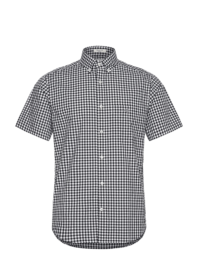 GANT - REG POPLIN GINGHAM SS SHIRT - karierte hemden - black - 0