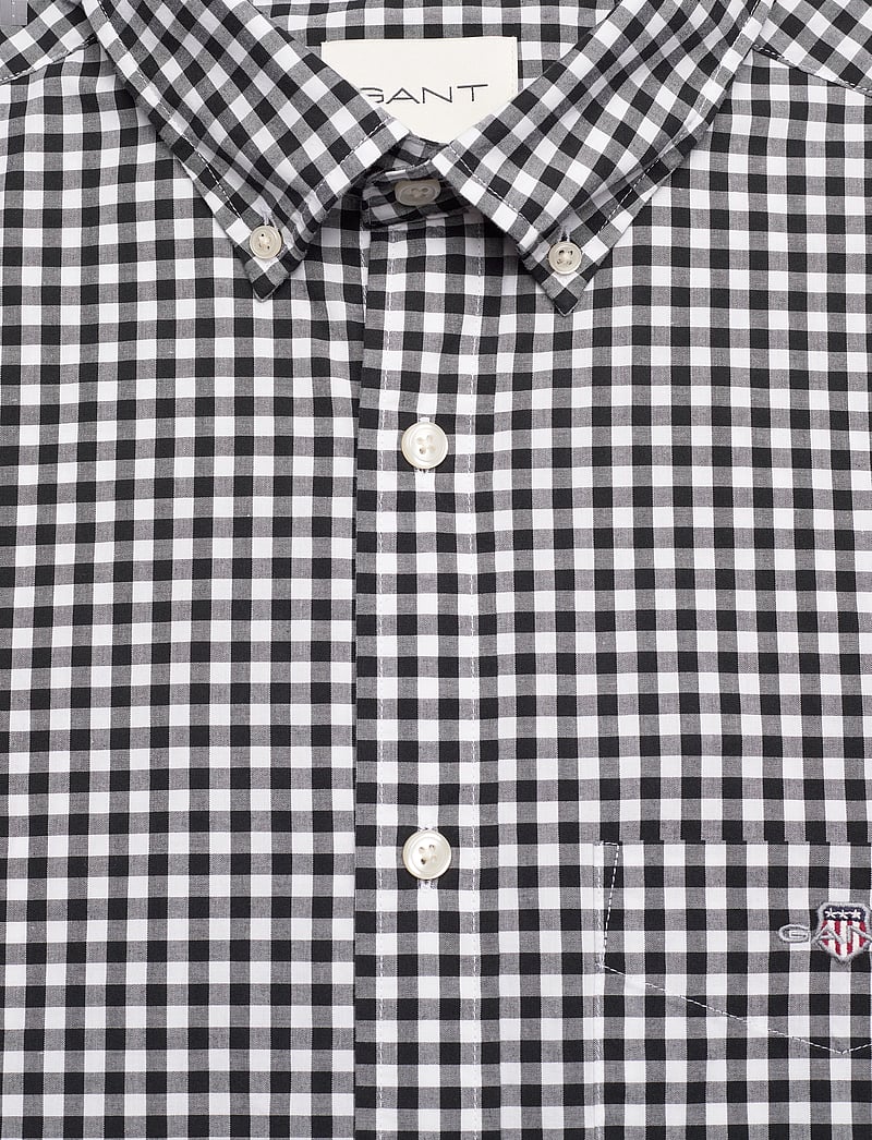GANT - REG POPLIN GINGHAM SS SHIRT - karierte hemden - black - 2