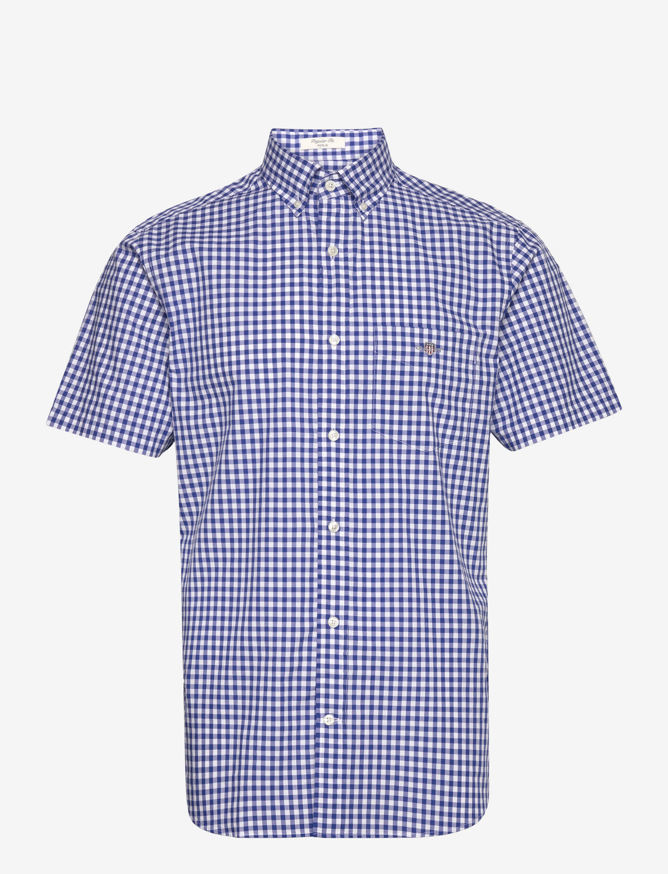 GANT - REG POPLIN GINGHAM SS SHIRT - basic skjortor - college blue - 0