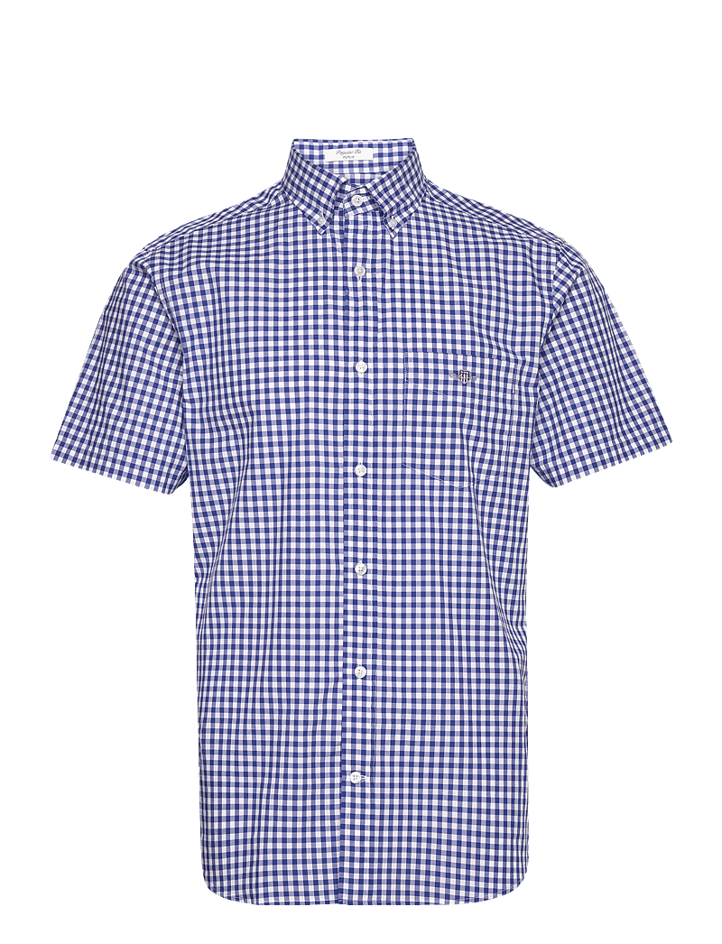 GANT - REG POPLIN GINGHAM SS SHIRT - basic skjortor - college blue - 0