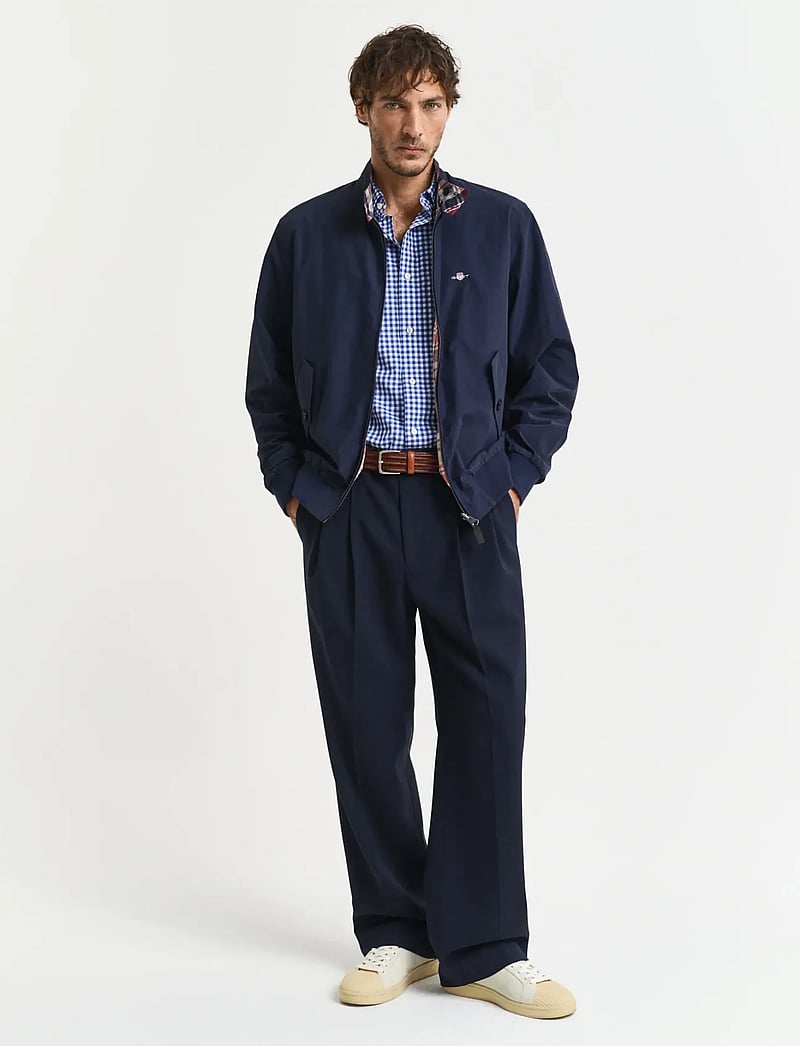 GANT - REG POPLIN GINGHAM SS SHIRT - ternede skjorter - college blue - 5