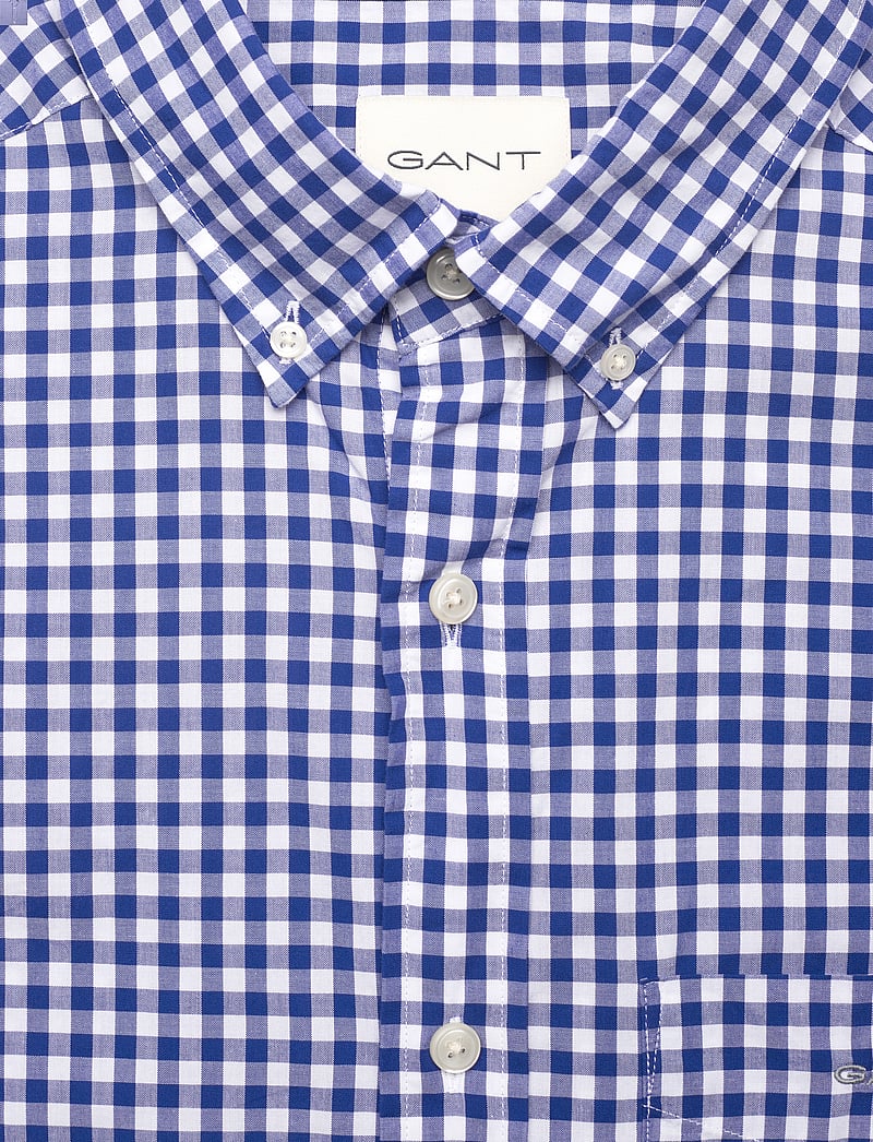 GANT - REG POPLIN GINGHAM SS SHIRT - basic skjortor - college blue - 2