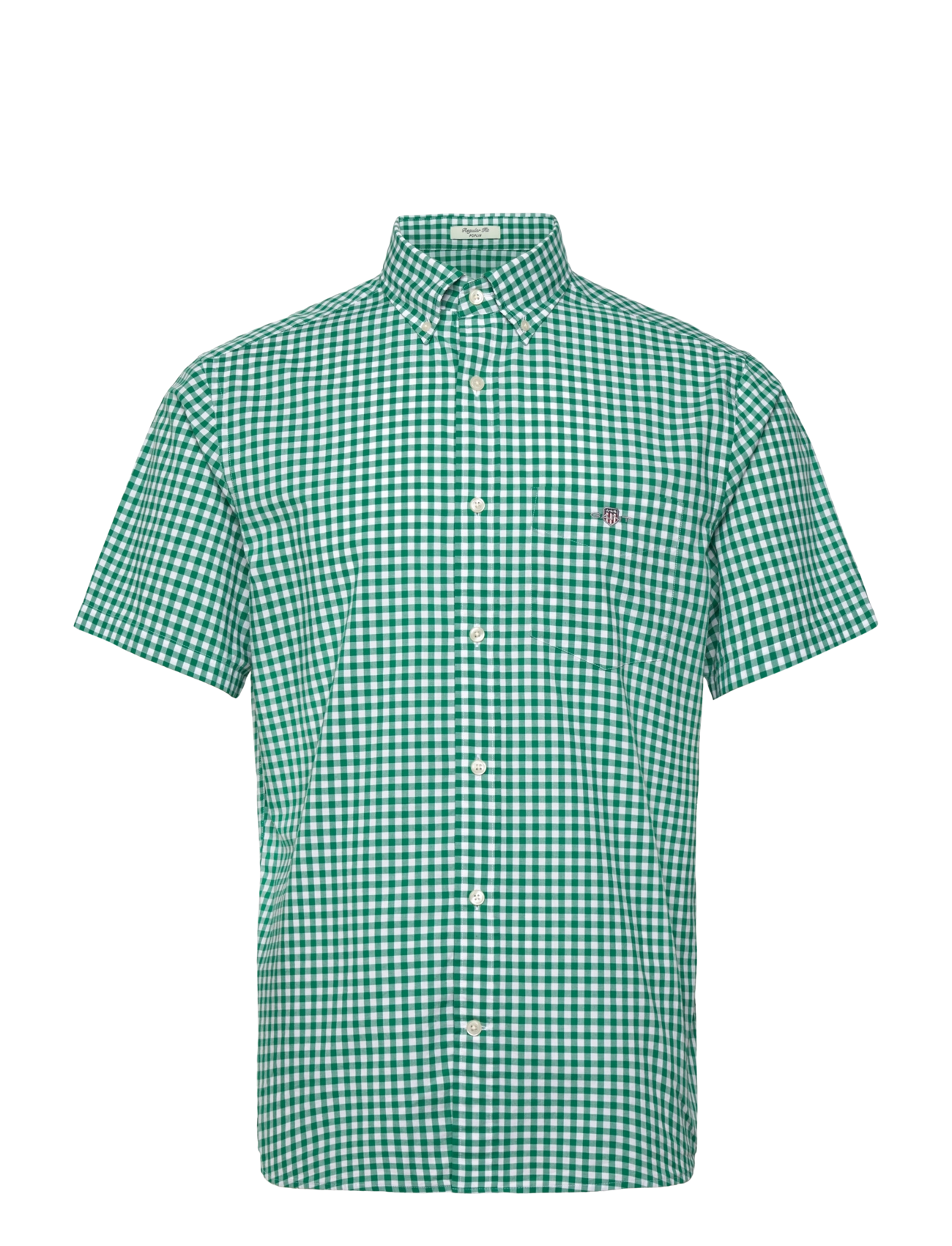 GANT Reg Poplin Gingham Ss Shirt Grün - S - Herren