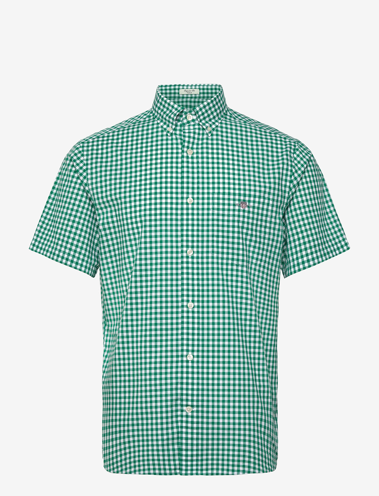Gant - REG POPLIN GINGHAM SS SHIRT - karierte hemden - deep green - 0