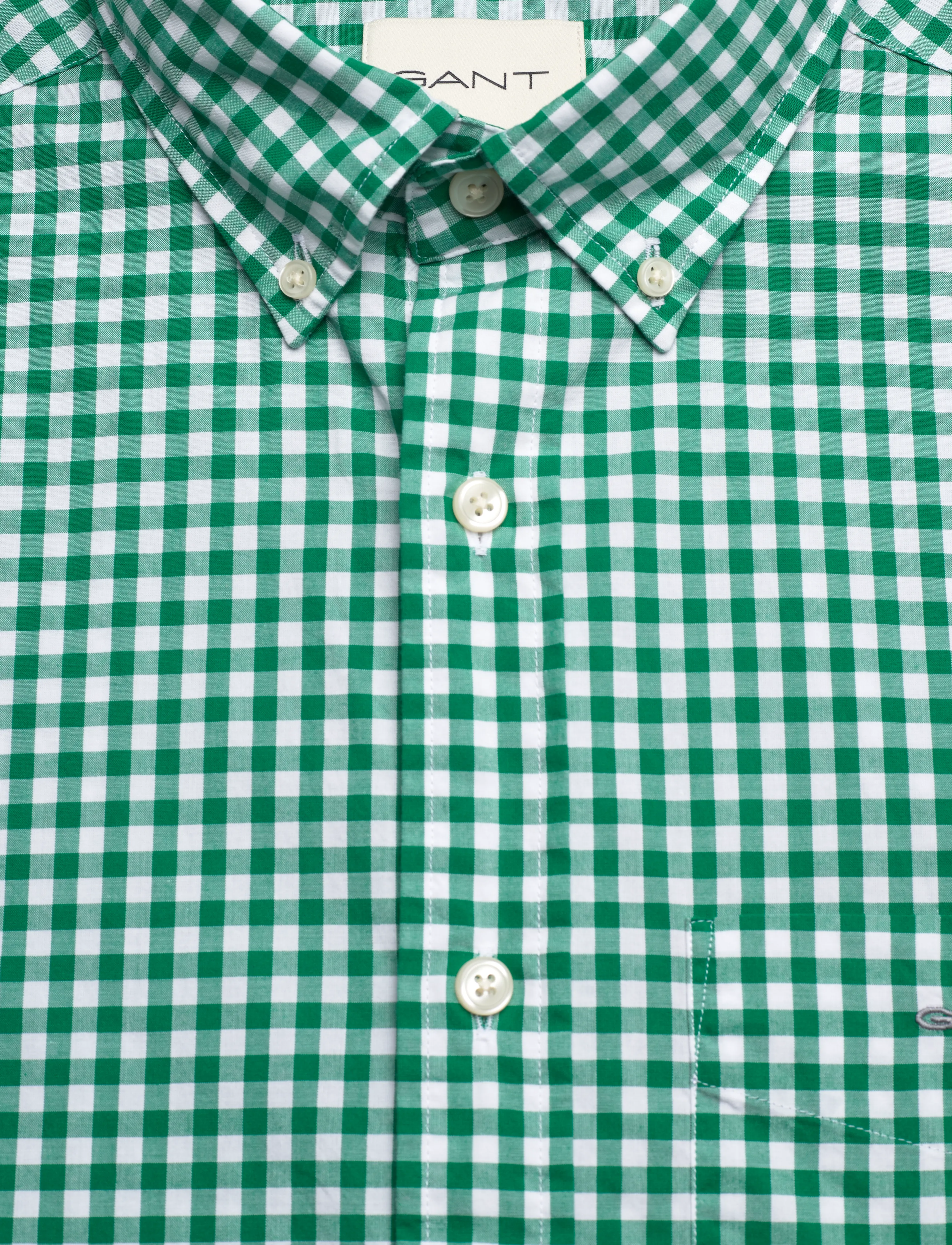 Gant - REG POPLIN GINGHAM SS SHIRT - ruudulised särgid - deep green - 2