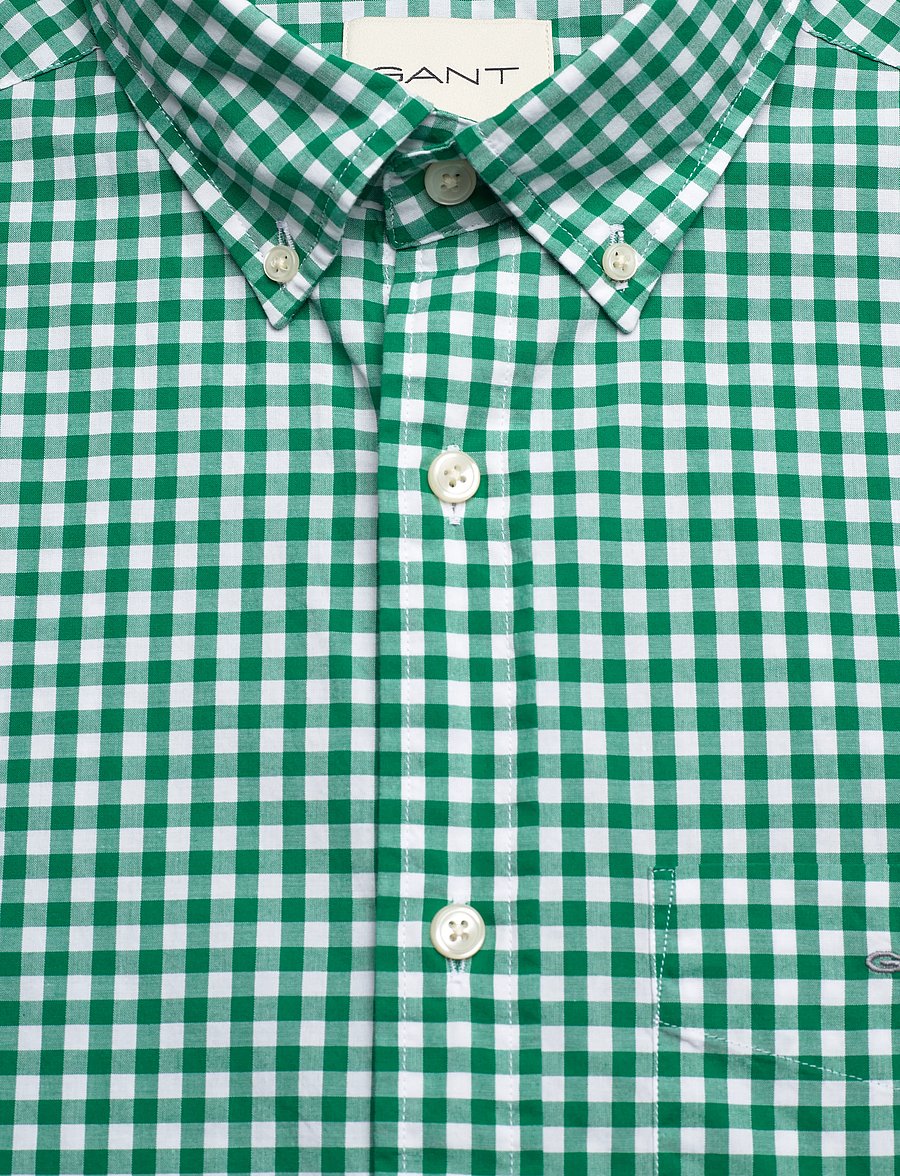 Gant - REG POPLIN GINGHAM SS SHIRT - ruudulised särgid - deep green - 2