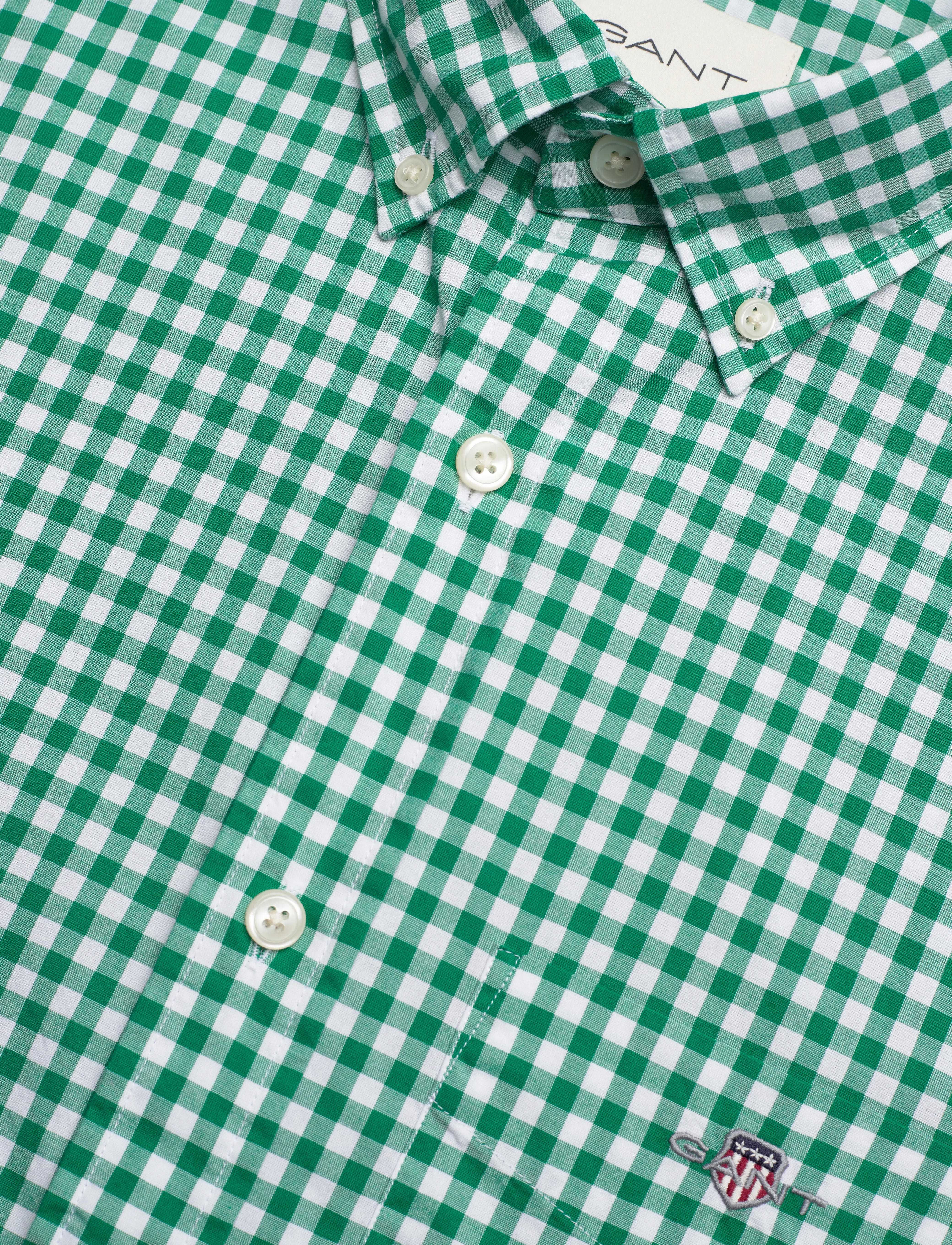Gant - REG POPLIN GINGHAM SS SHIRT - ruudulised särgid - deep green - 3