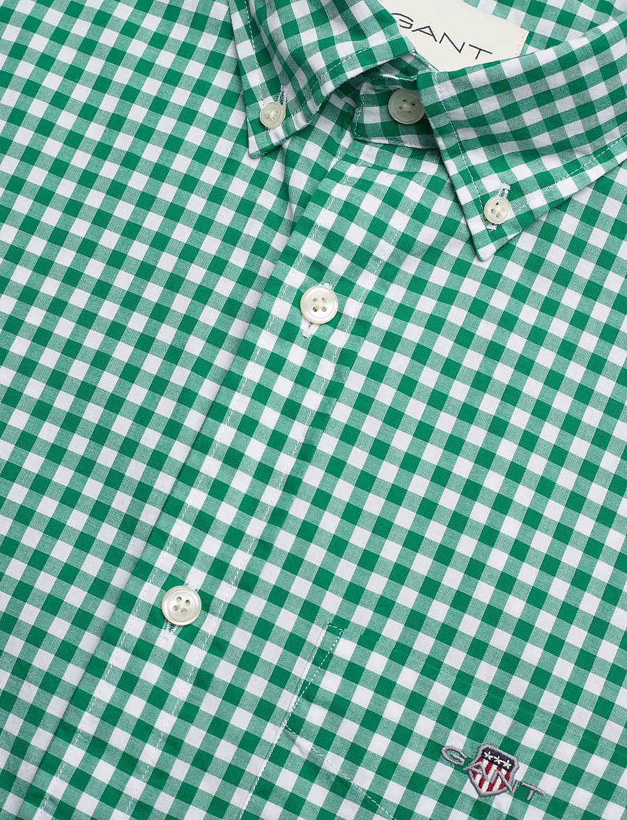 Gant - REG POPLIN GINGHAM SS SHIRT - ruudulised särgid - deep green - 3