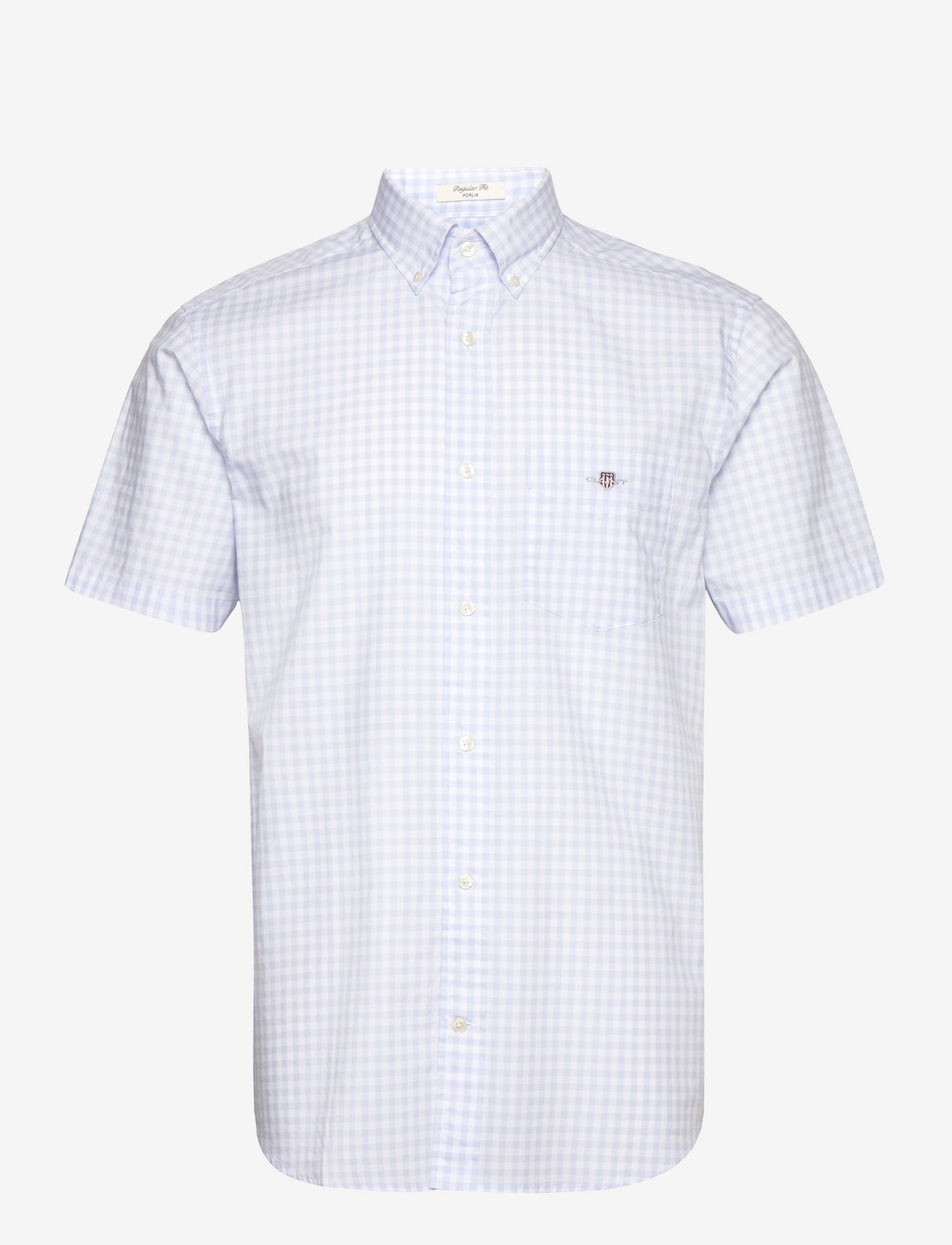 GANT - REG POPLIN GINGHAM SS SHIRT - checkered shirts - light blue - 1