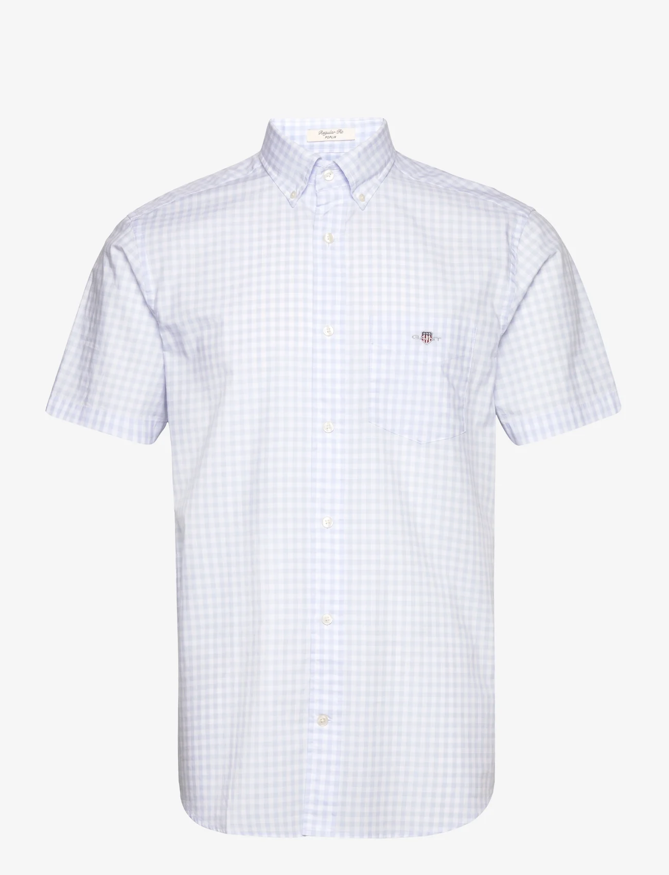 GANT - REG POPLIN GINGHAM SS SHIRT - checkered shirts - light blue - 0