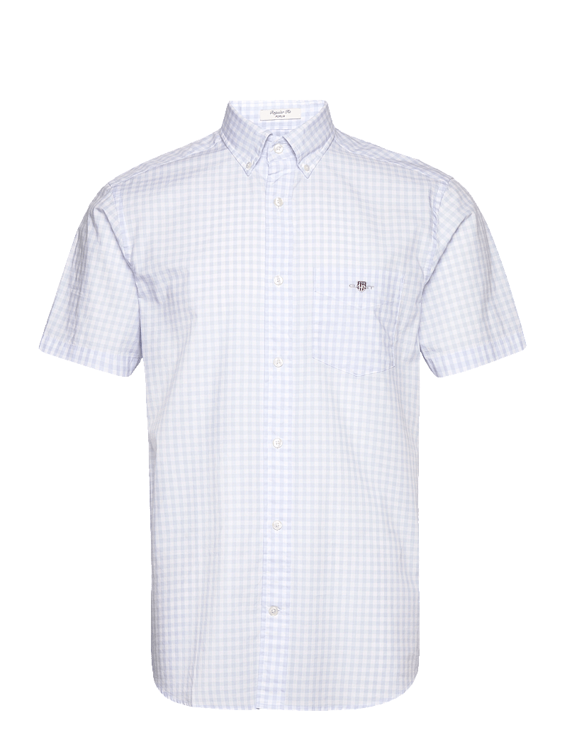 GANT - REG POPLIN GINGHAM SS SHIRT - karierte hemden - light blue - 0