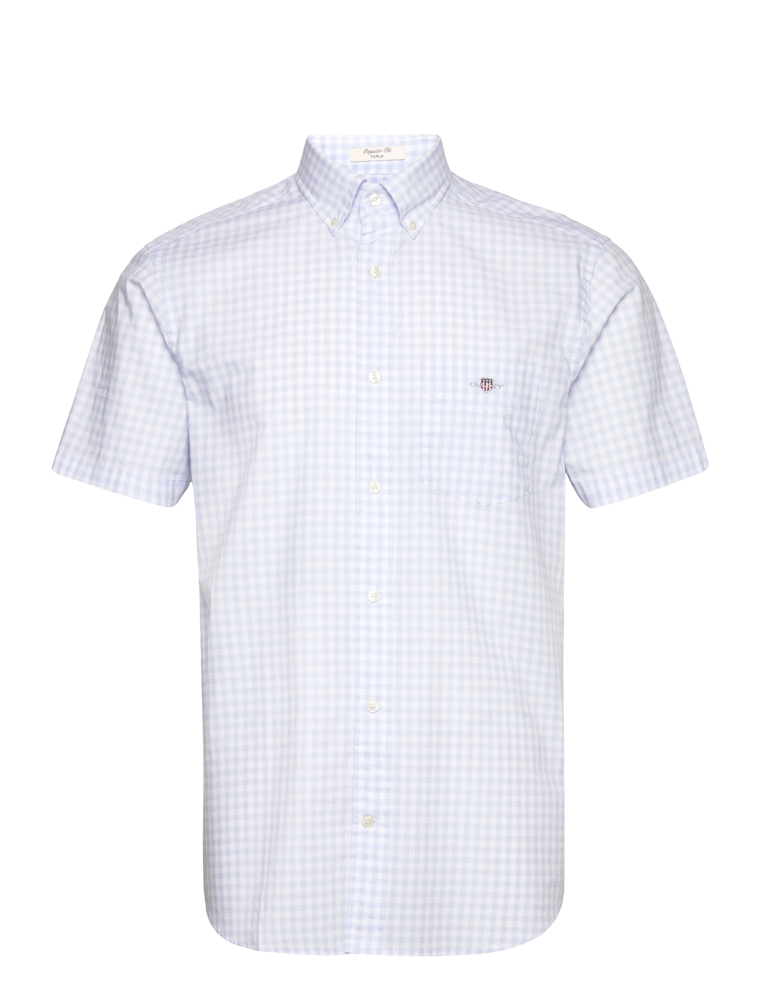 Gant REG POPLIN GINGHAM SS SHIRT - Ternede skjorter - LIGHT BLUE / blue