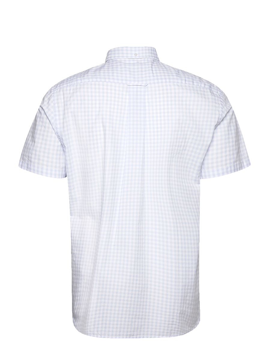 Gant - REG POPLIN GINGHAM SS SHIRT - ternede skjorter - light blue - 2