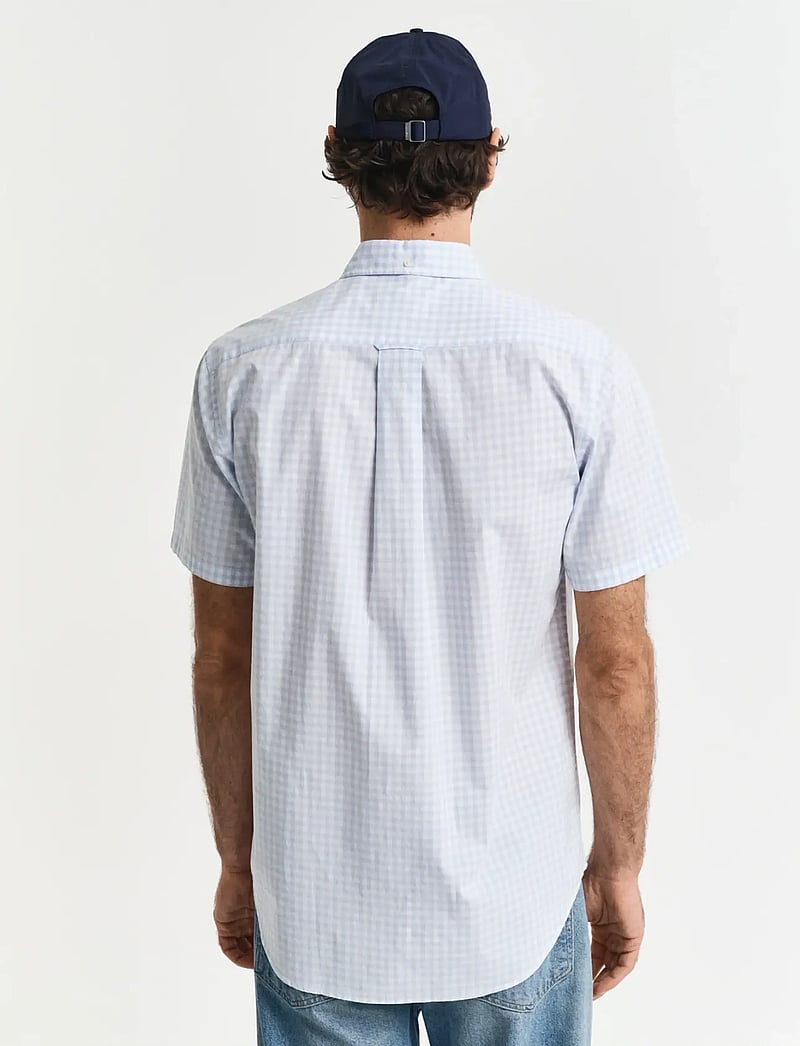GANT - REG POPLIN GINGHAM SS SHIRT - checkered shirts - light blue - 3