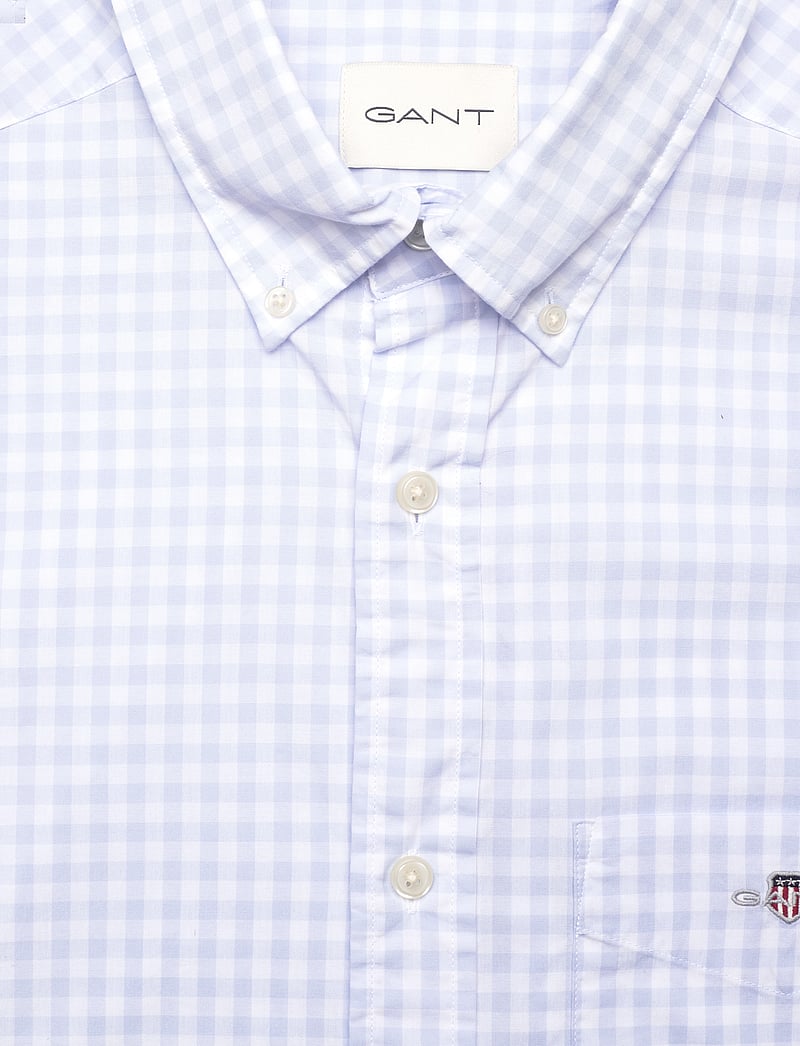 GANT - REG POPLIN GINGHAM SS SHIRT - karierte hemden - light blue - 2