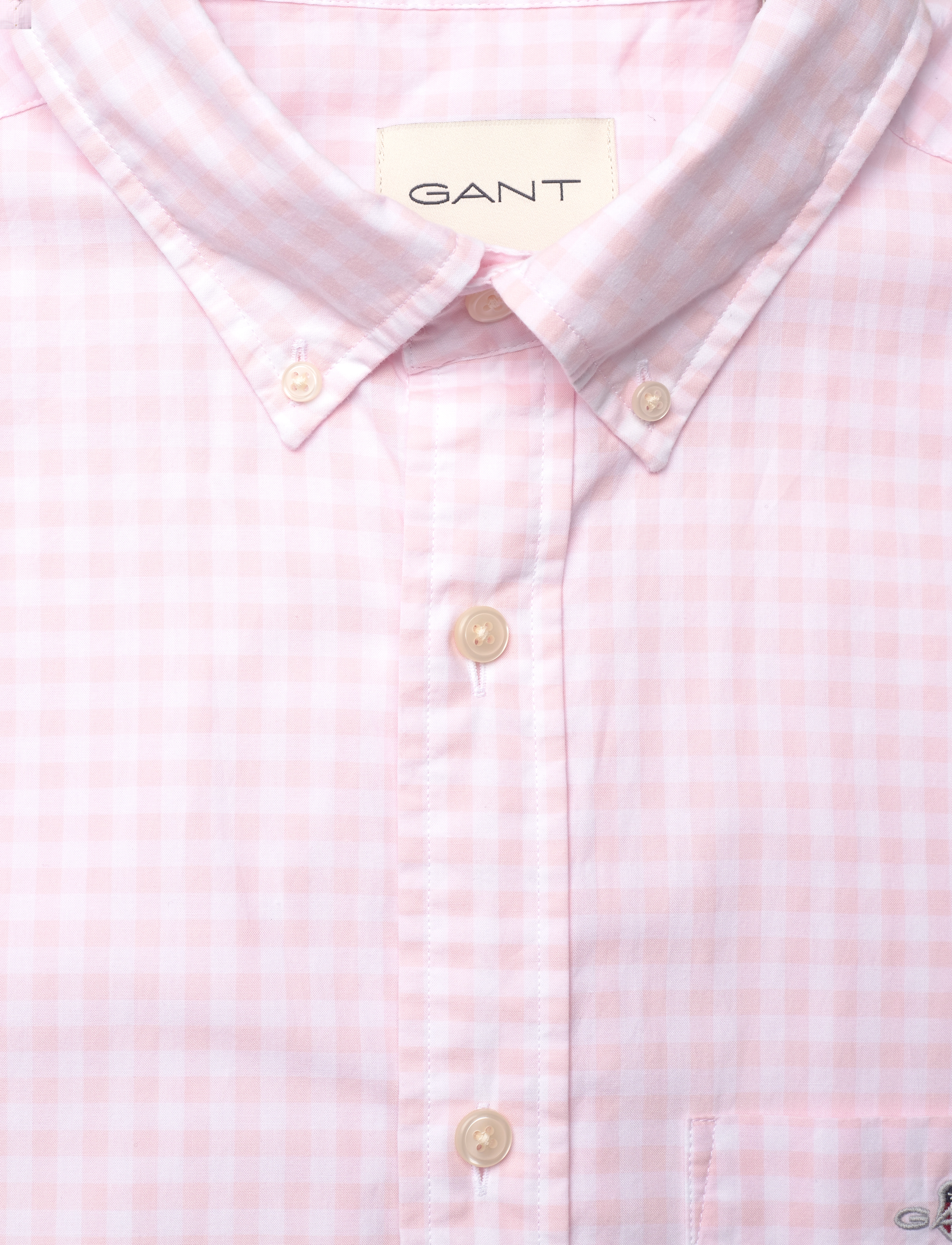 Gant - REG POPLIN GINGHAM SS SHIRT - koszule w kratkę - light pink - 5