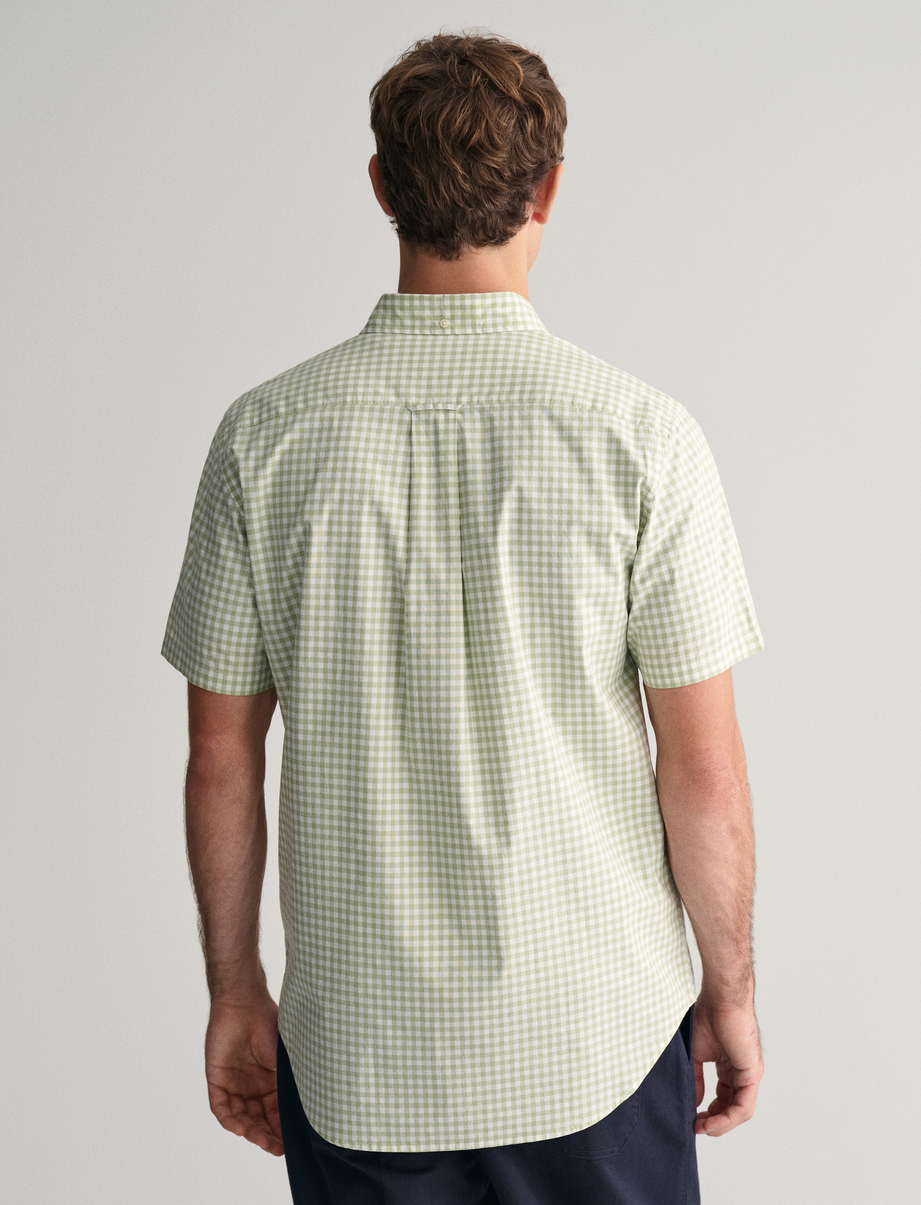 Gant - REG POPLIN GINGHAM SS SHIRT - ternede skjorter - milky matcha - 3