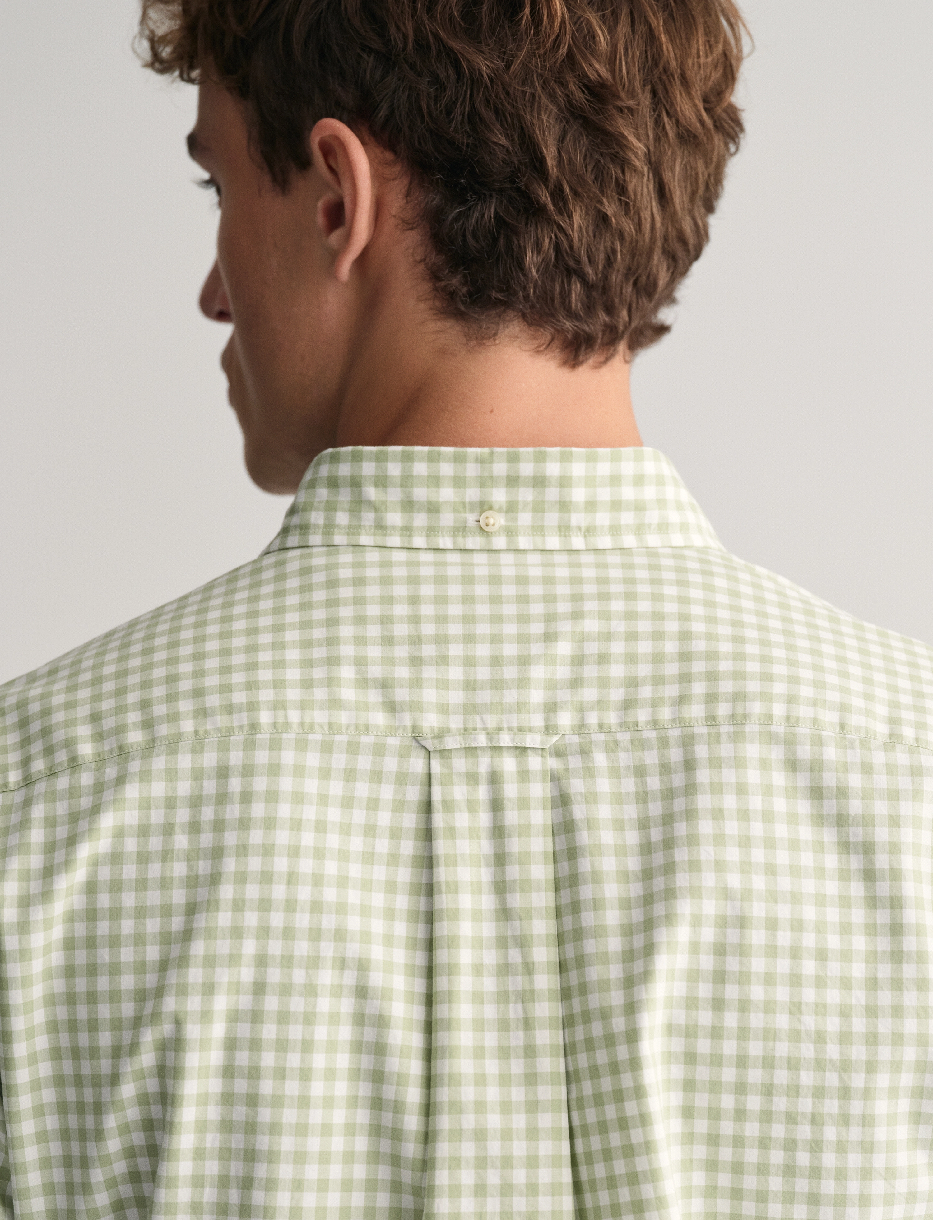 Gant - REG POPLIN GINGHAM SS SHIRT - ternede skjorter - milky matcha - 4
