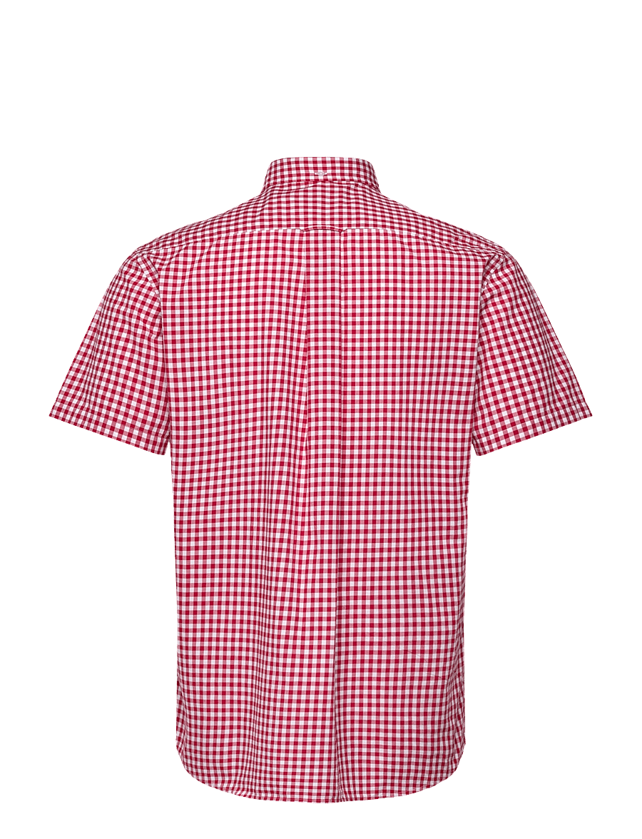 Gant - REG POPLIN GINGHAM SS SHIRT - ternede skjorter - ruby red - 1