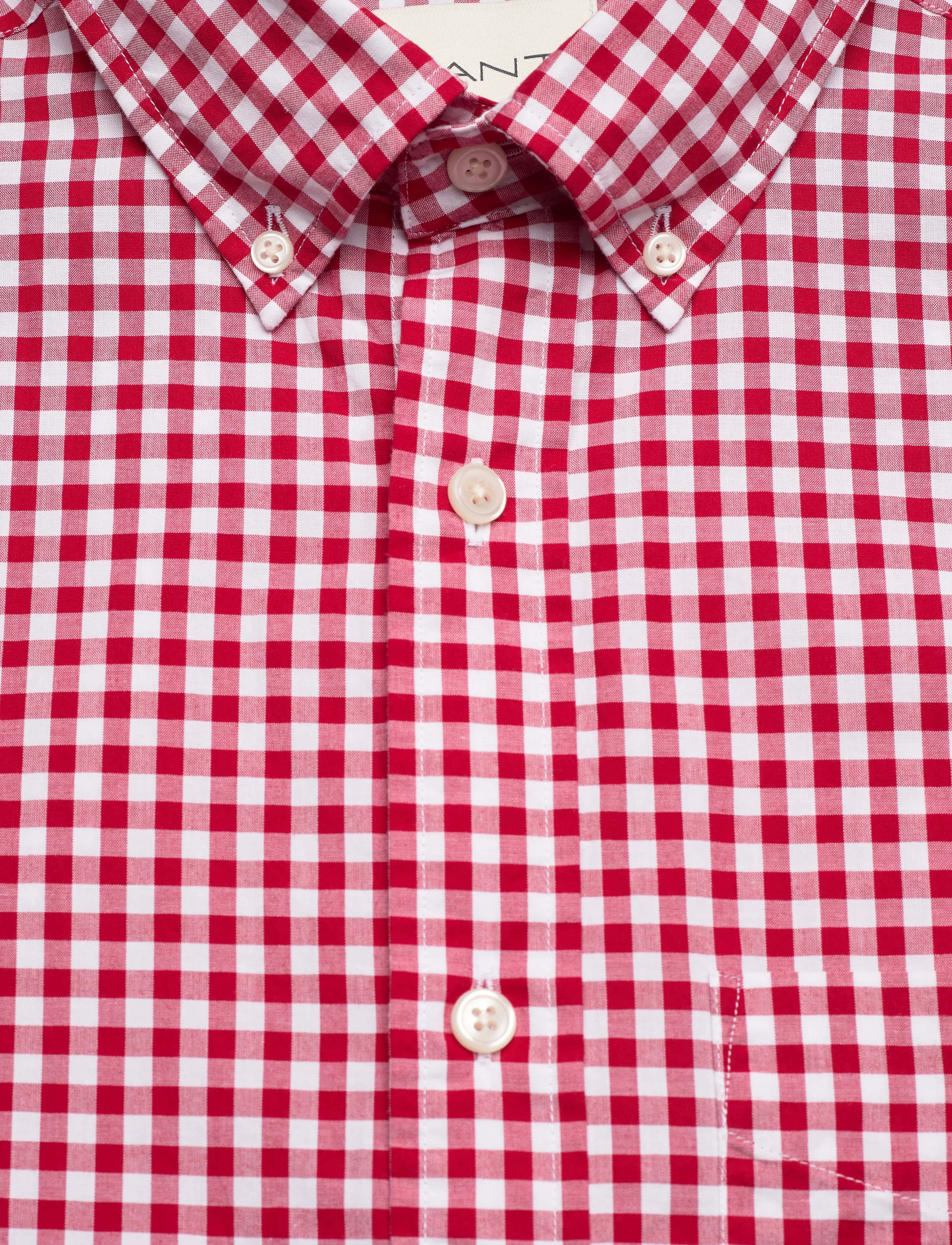 Gant - REG POPLIN GINGHAM SS SHIRT - ternede skjorter - ruby red - 2