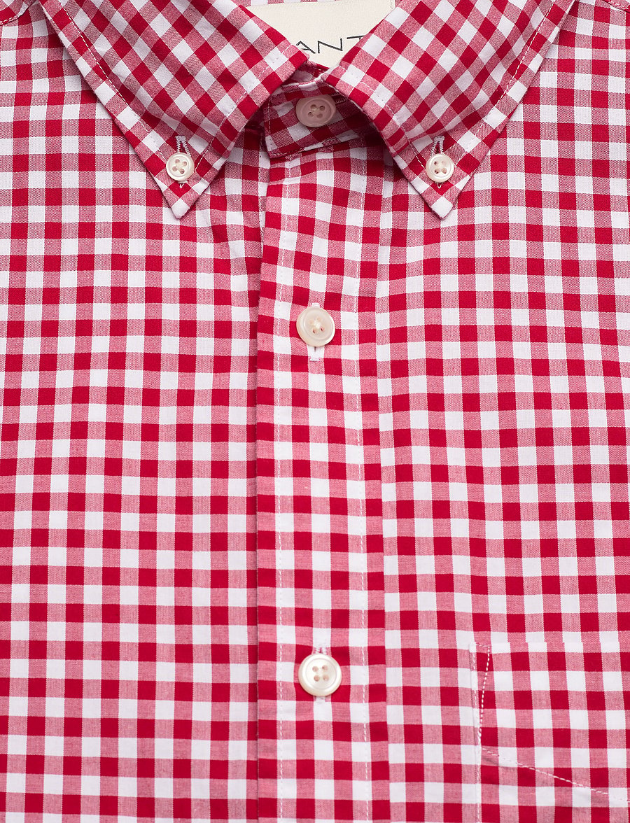 Gant - REG POPLIN GINGHAM SS SHIRT - ternede skjorter - ruby red - 2