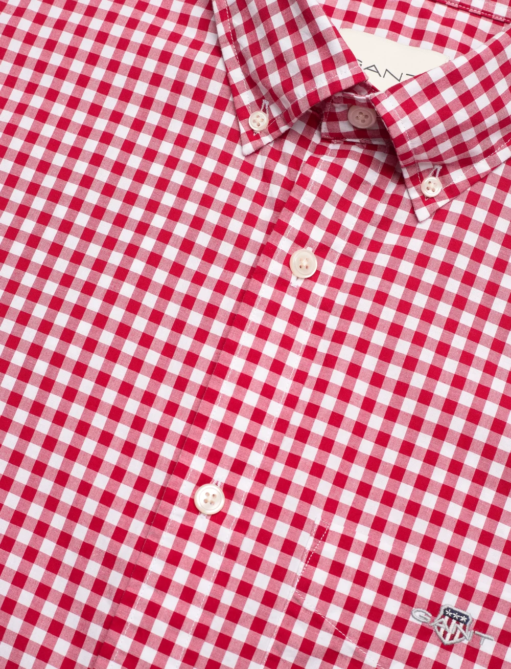GANT - REG POPLIN GINGHAM SS SHIRT - checkered shirts - ruby red - 3
