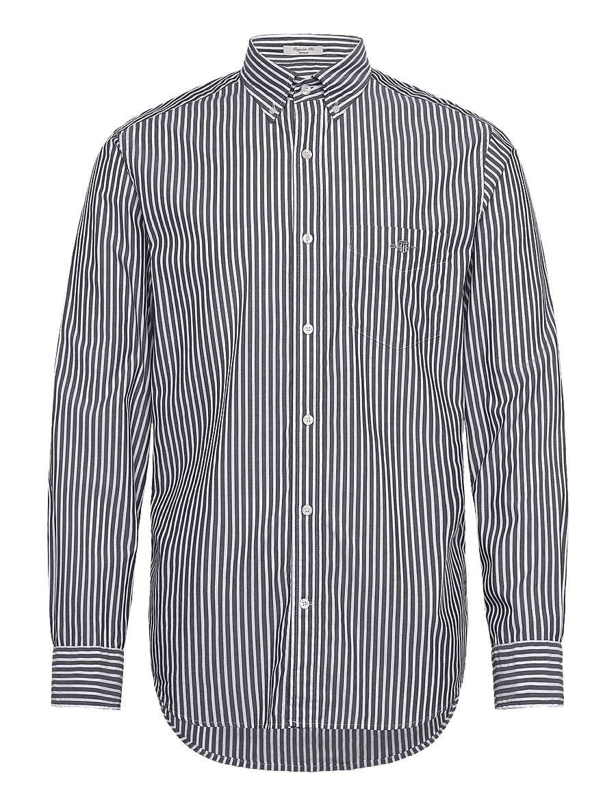 Gant - REG CLASSIC POPLIN STRIPE SHIRT - gestreifte hemden - black - 1