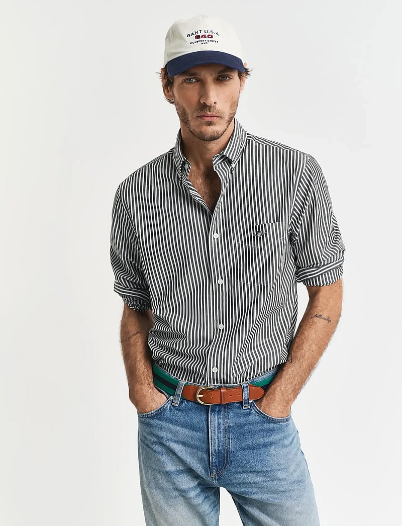 GANT - REG CLASSIC POPLIN STRIPE SHIRT - basic-hemden - black - 0