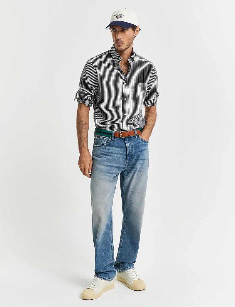 GANT - REG CLASSIC POPLIN STRIPE SHIRT - basic-hemden - black - 5