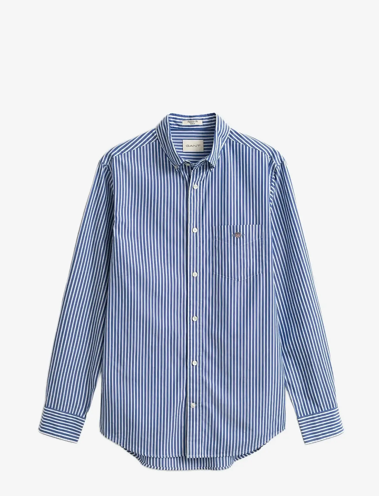 GANT - REG CLASSIC POPLIN STRIPE SHIRT - dryžuoti marškiniai - college blue - 1