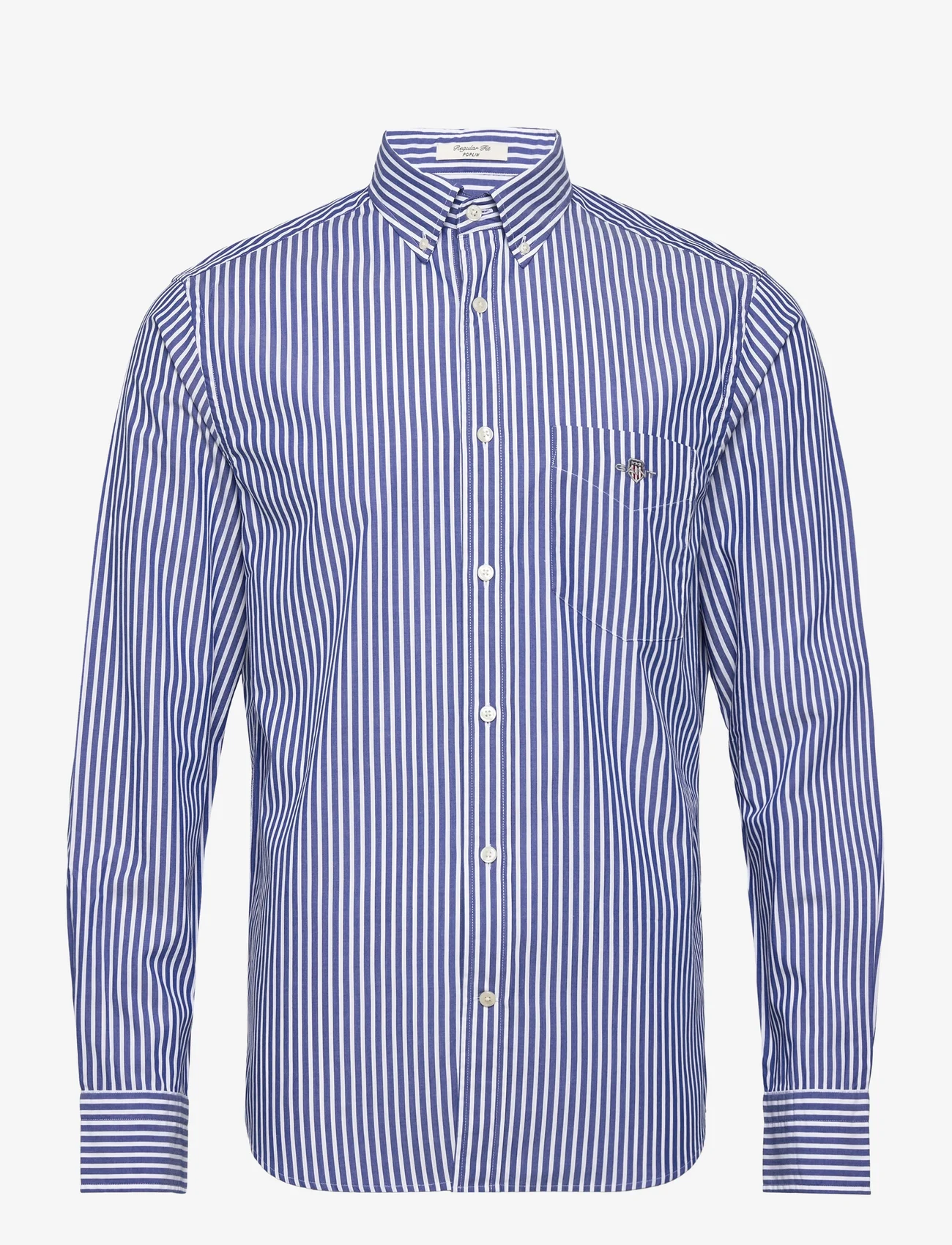 GANT - REG CLASSIC POPLIN STRIPE SHIRT - casual shirts - college blue - 0