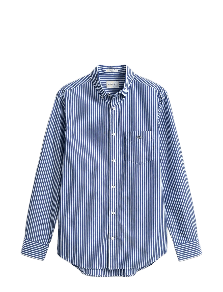Gant - REG CLASSIC POPLIN STRIPE SHIRT - dryžuoti marškiniai - college blue - 1