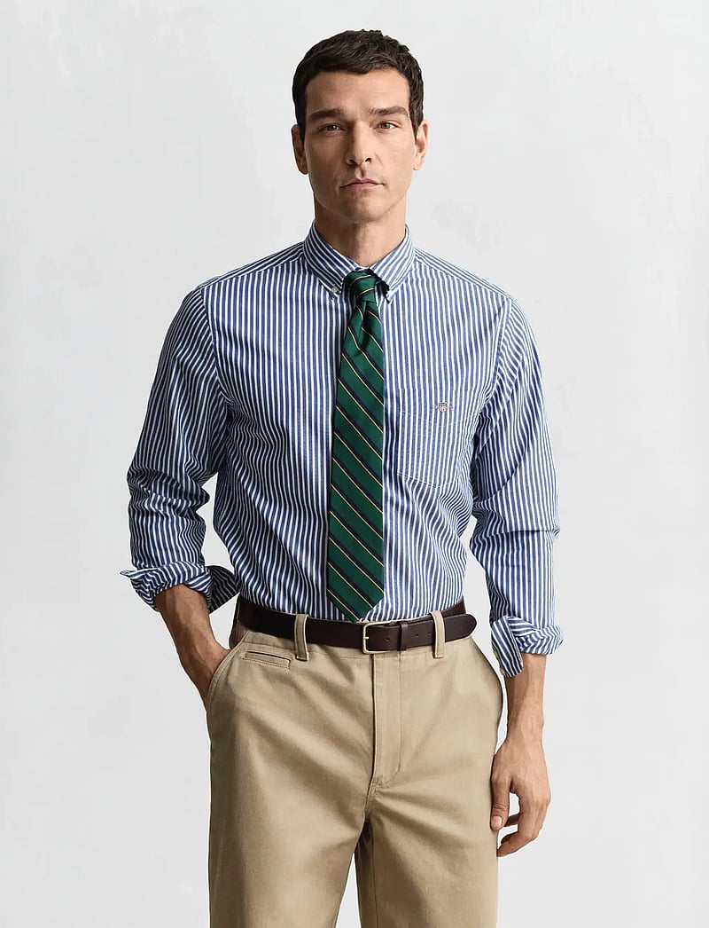 GANT - REG CLASSIC POPLIN STRIPE SHIRT - basic-hemden - college blue - 0