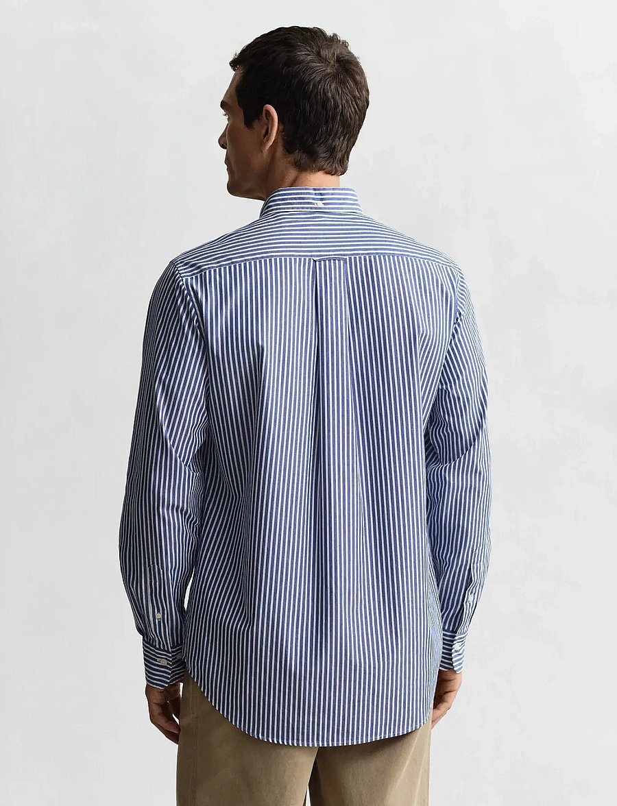 Gant - REG CLASSIC POPLIN STRIPE SHIRT - dryžuoti marškiniai - college blue - 2