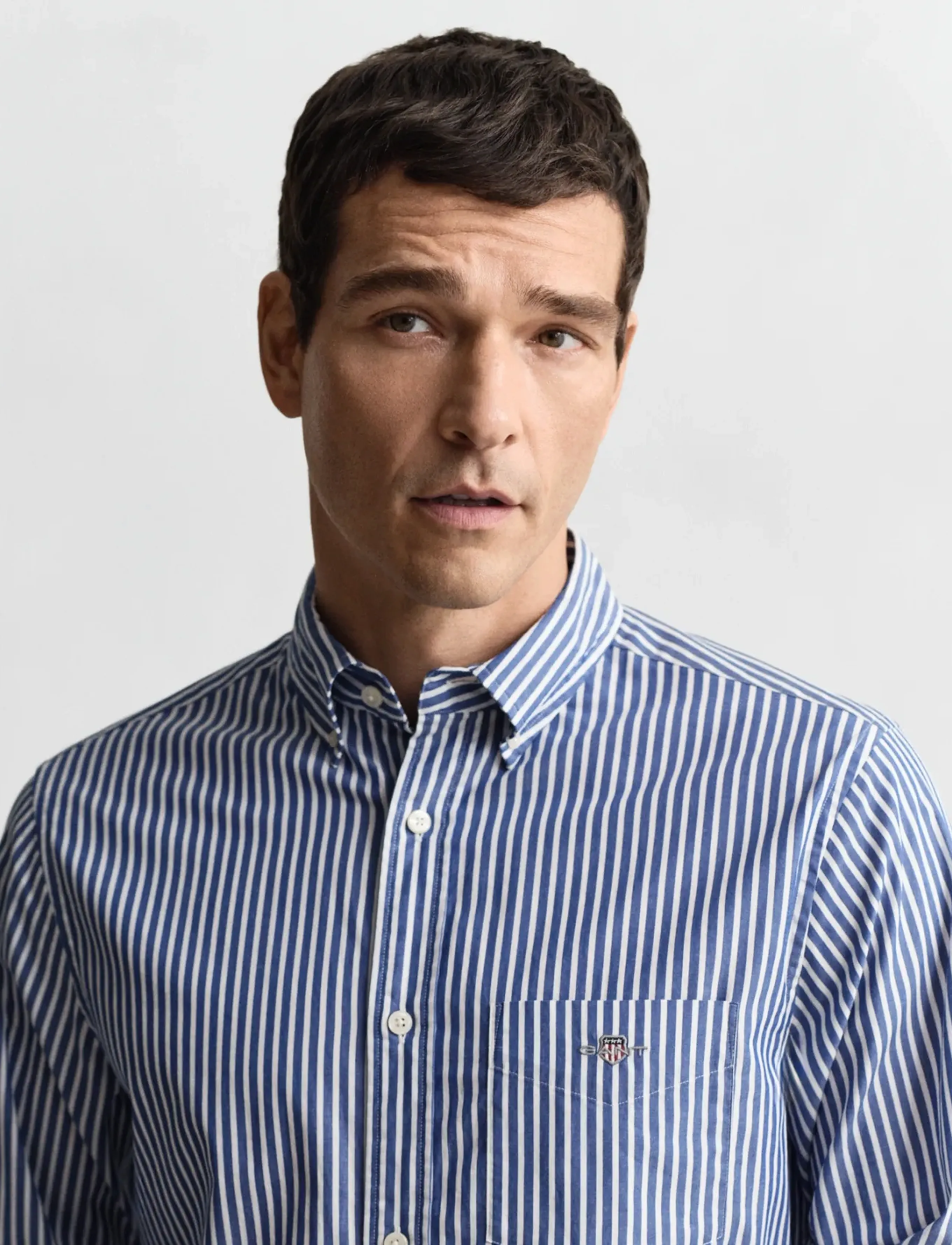 Gant - REG CLASSIC POPLIN STRIPE SHIRT - dryžuoti marškiniai - college blue - 3