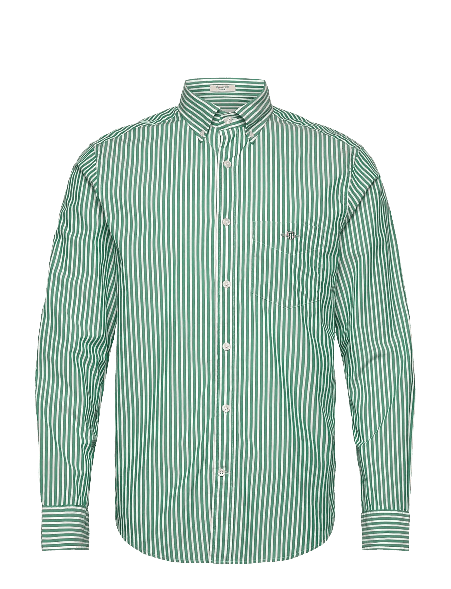 Gant - REG CLASSIC POPLIN STRIPE SHIRT - koszule w paski i prążki - deep green - 0