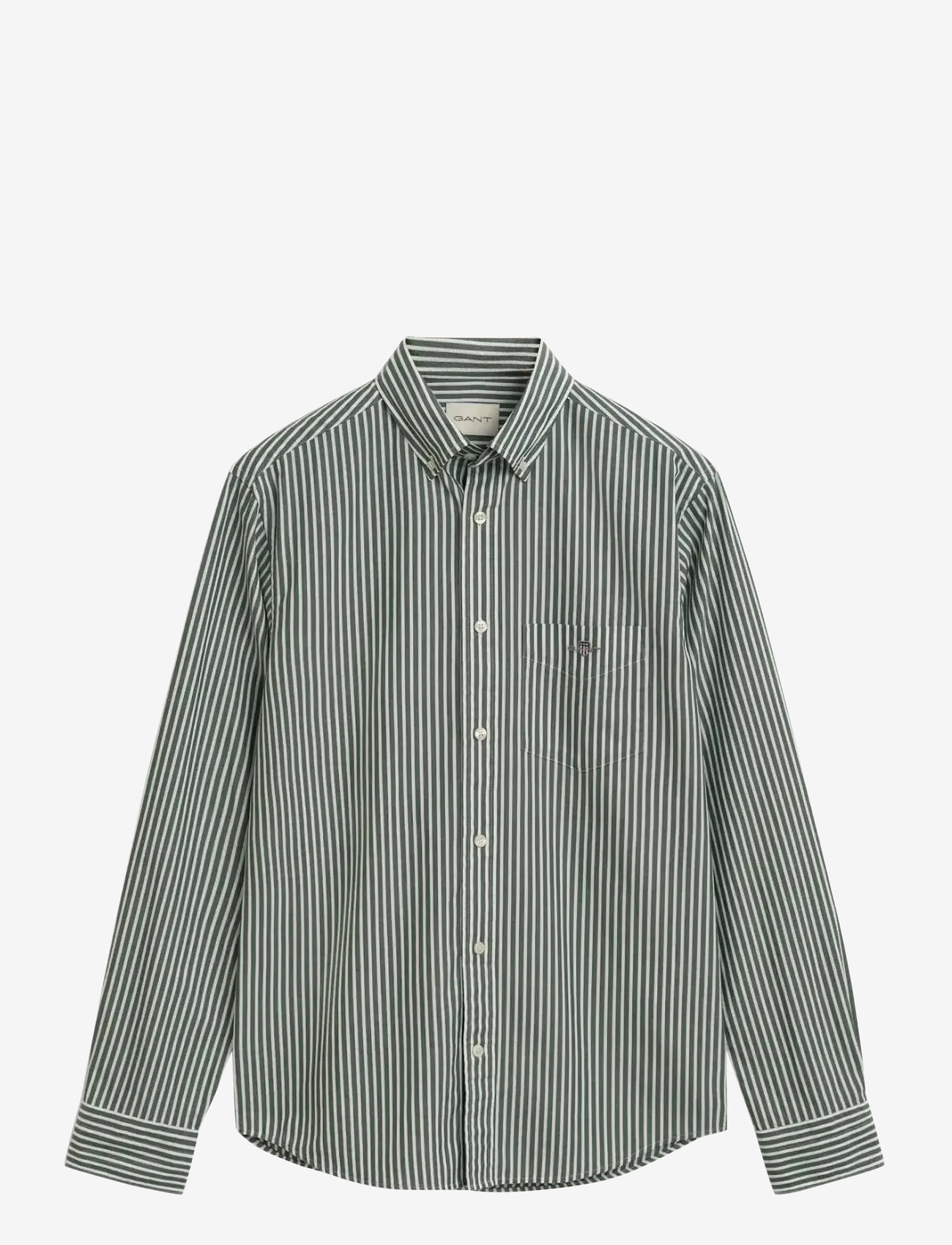 Gant - REG CLASSIC POPLIN STRIPE SHIRT - stribede skjorter - forest green - 1