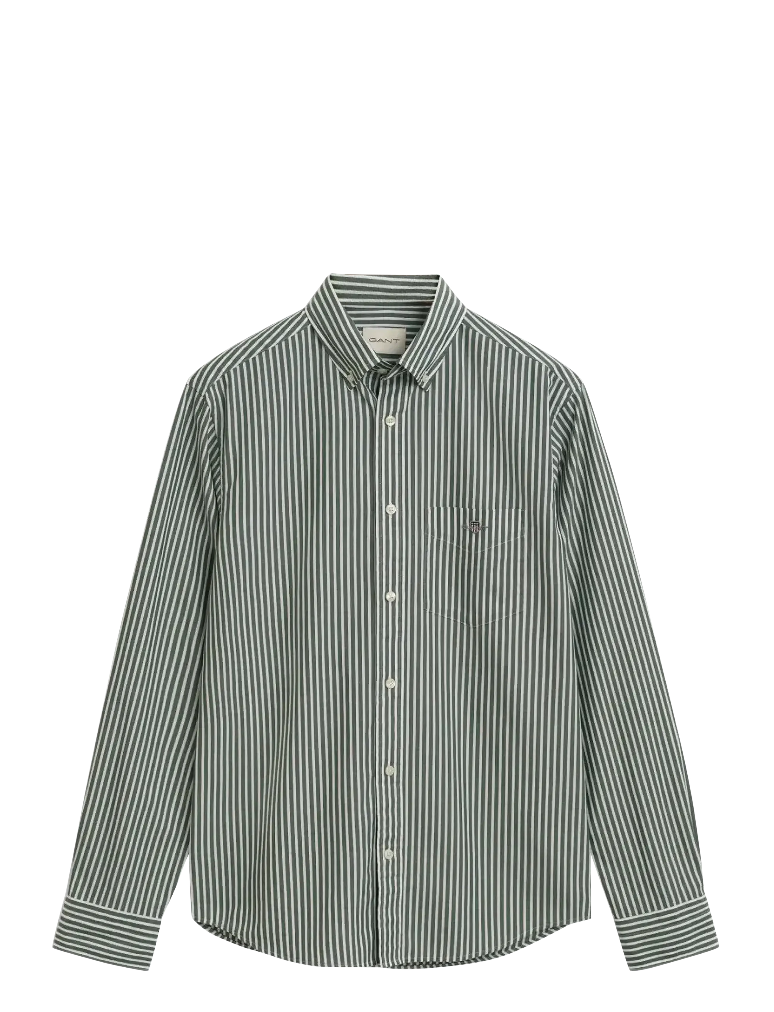 Gant - REG CLASSIC POPLIN STRIPE SHIRT - dryžuoti marškiniai - forest green - 1
