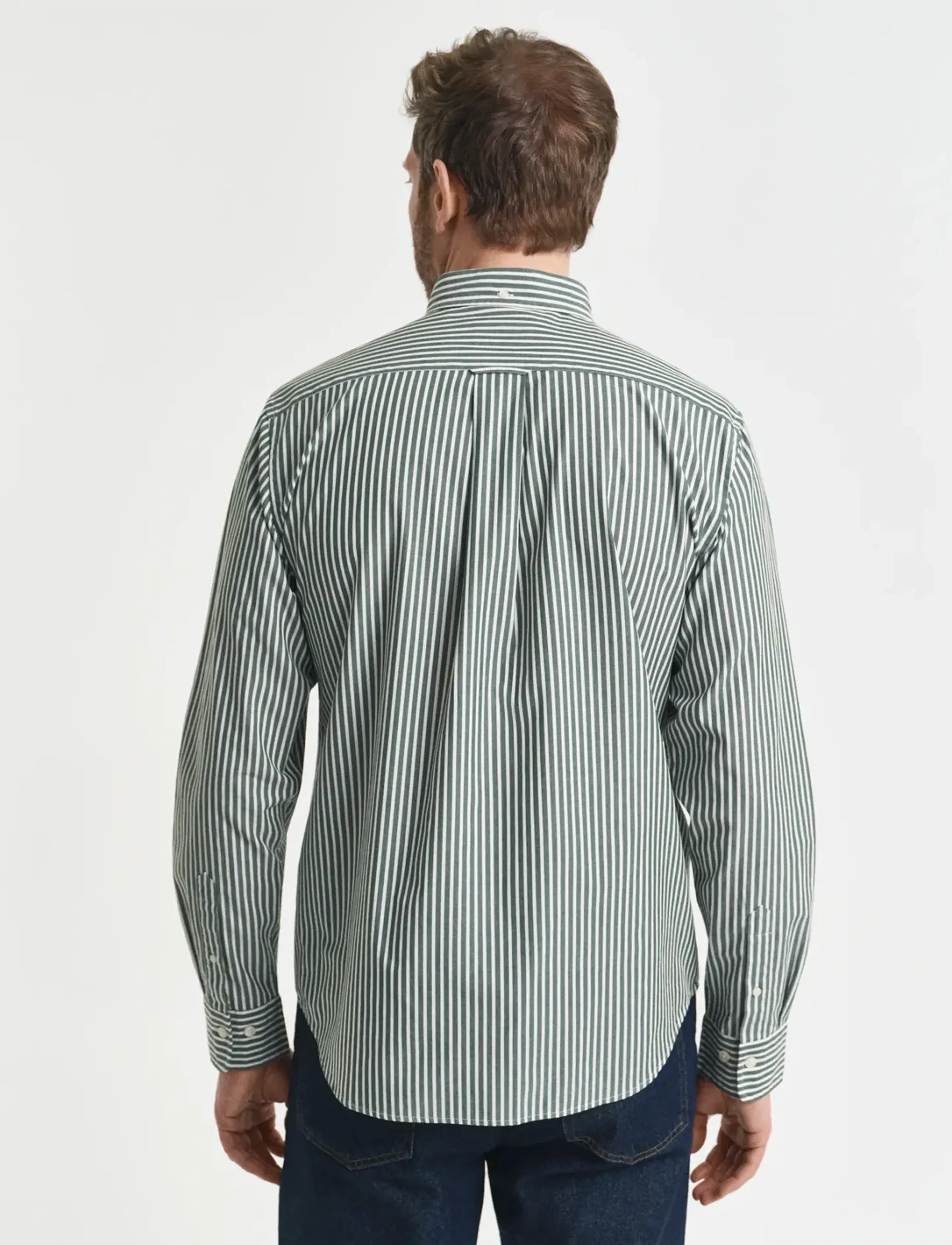 Gant - REG CLASSIC POPLIN STRIPE SHIRT - dryžuoti marškiniai - forest green - 2