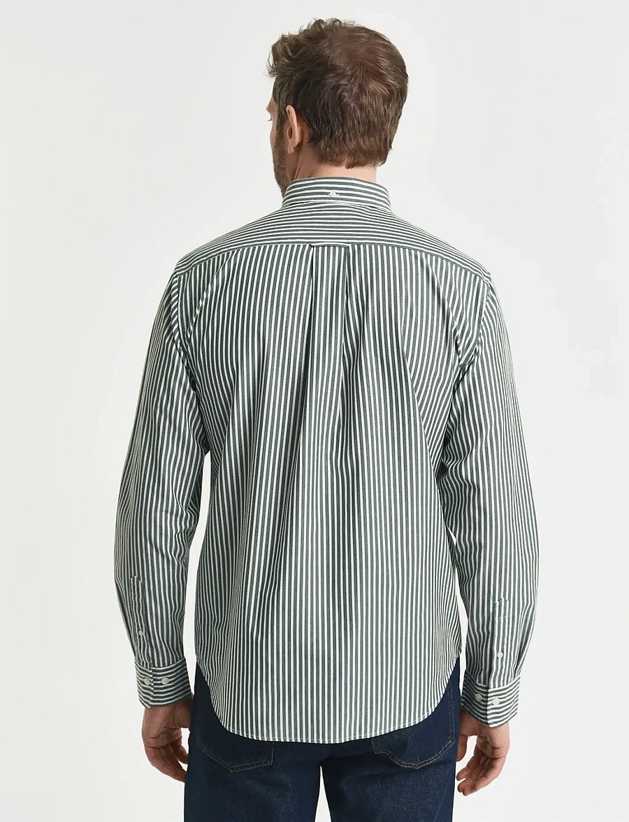 Gant - REG CLASSIC POPLIN STRIPE SHIRT - triibulised särgid - forest green - 2