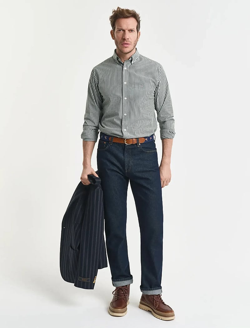 GANT - REG CLASSIC POPLIN STRIPE SHIRT - basic-hemden - forest green - 4