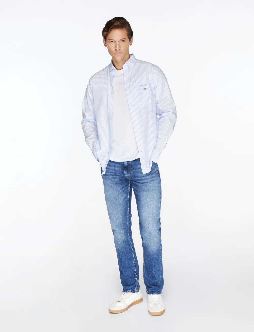 GANT - REG CLASSIC POPLIN STRIPE SHIRT - basic skjorter - light blue - 2