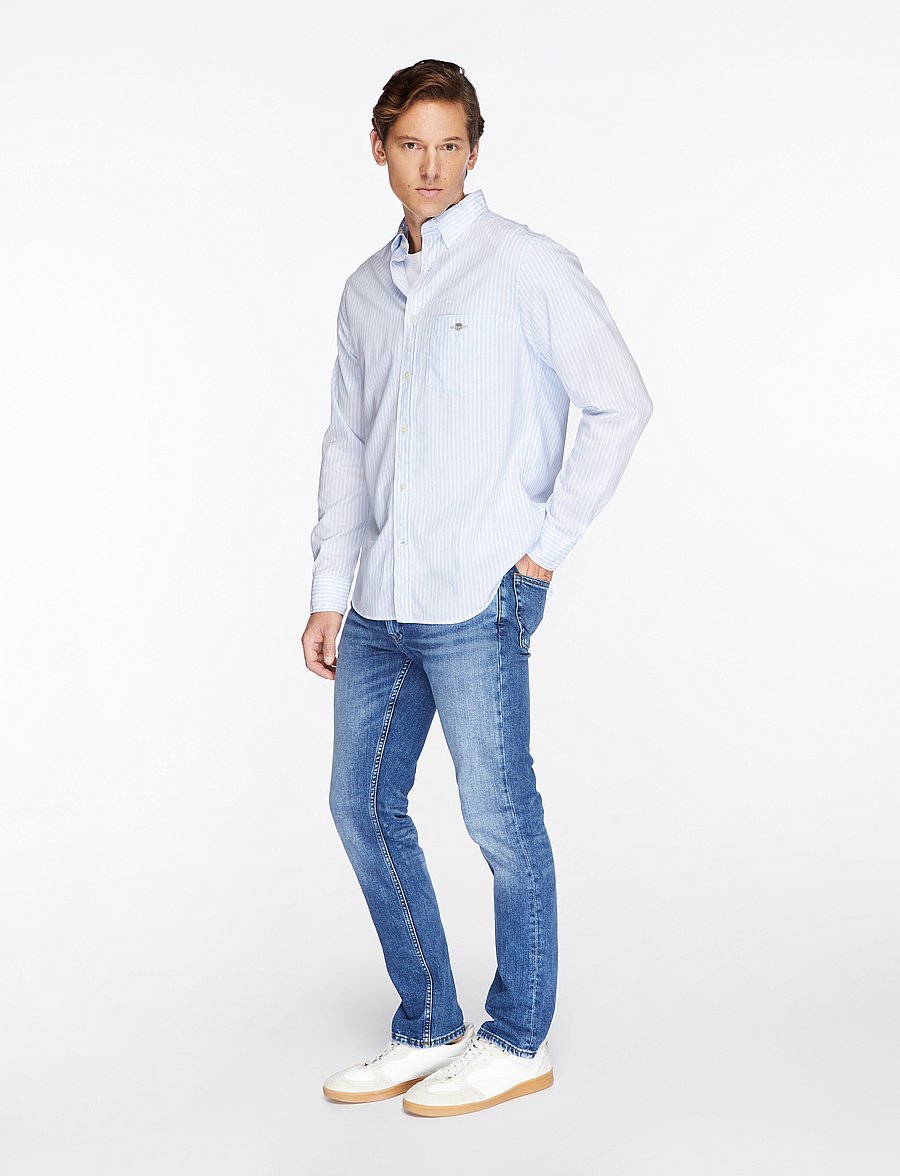 Gant - REG CLASSIC POPLIN STRIPE SHIRT - triibulised särgid - light blue - 3