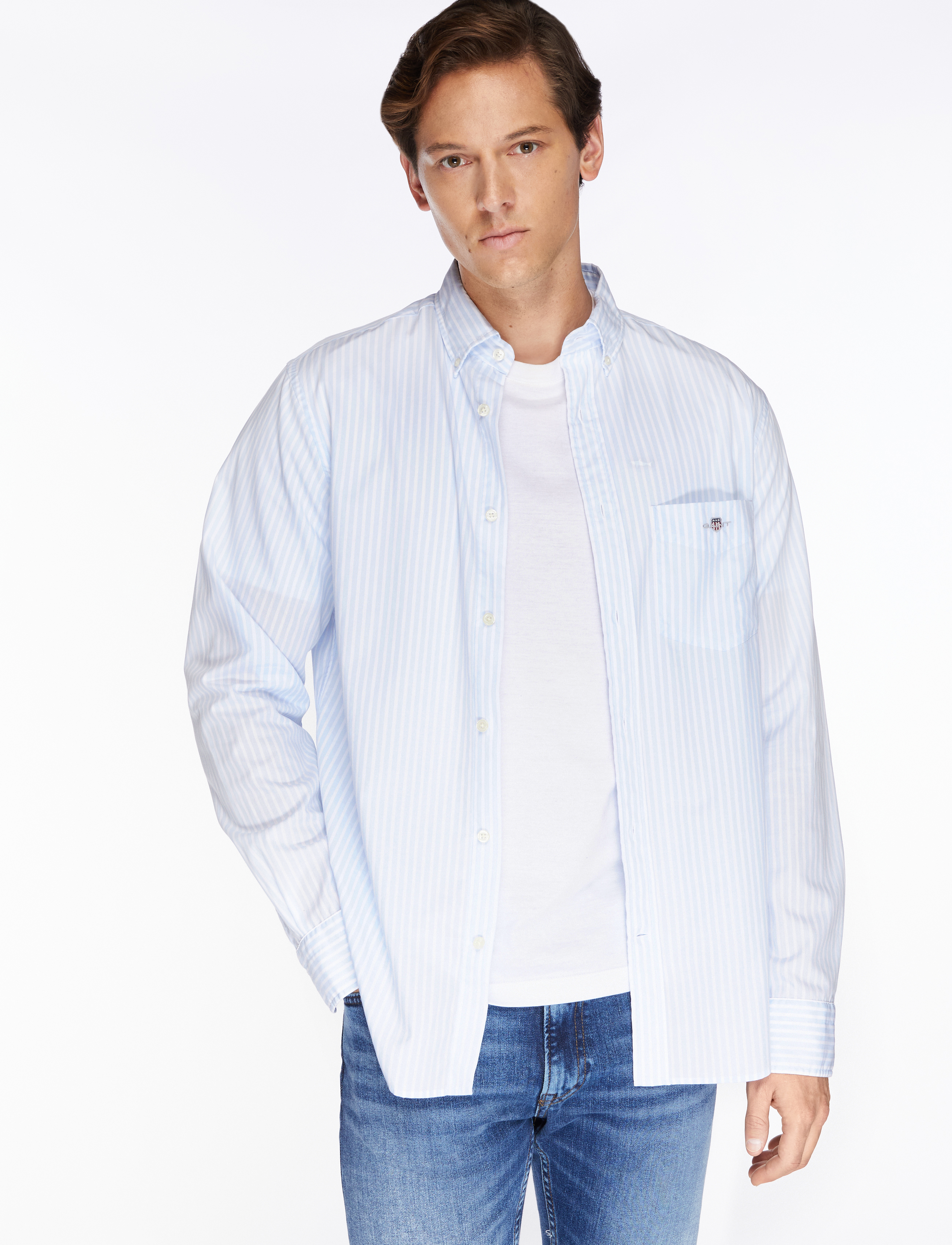 Gant REG CLASSIC POPLIN STRIPE SHIRT - Skjorter - LIGHT BLUE / blue