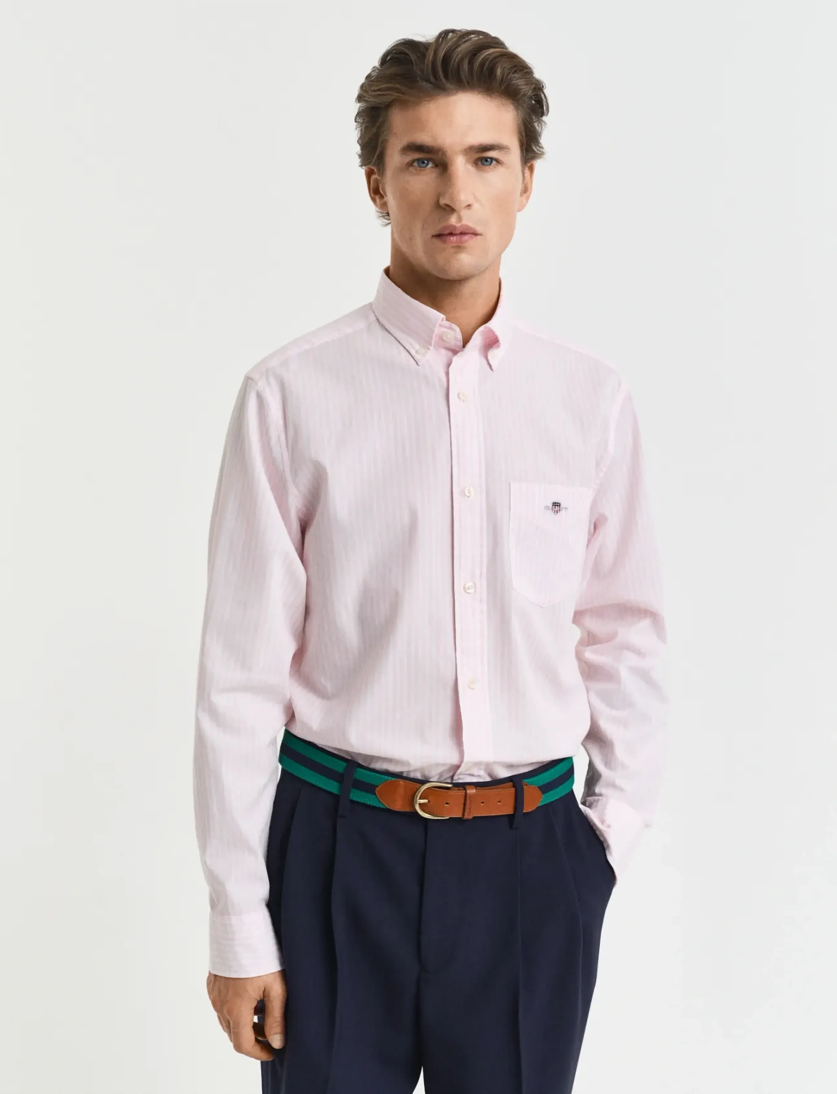Gant REG CLASSIC POPLIN STRIPE SHIRT - Skjorter - LIGHT PINK / pink/rose
