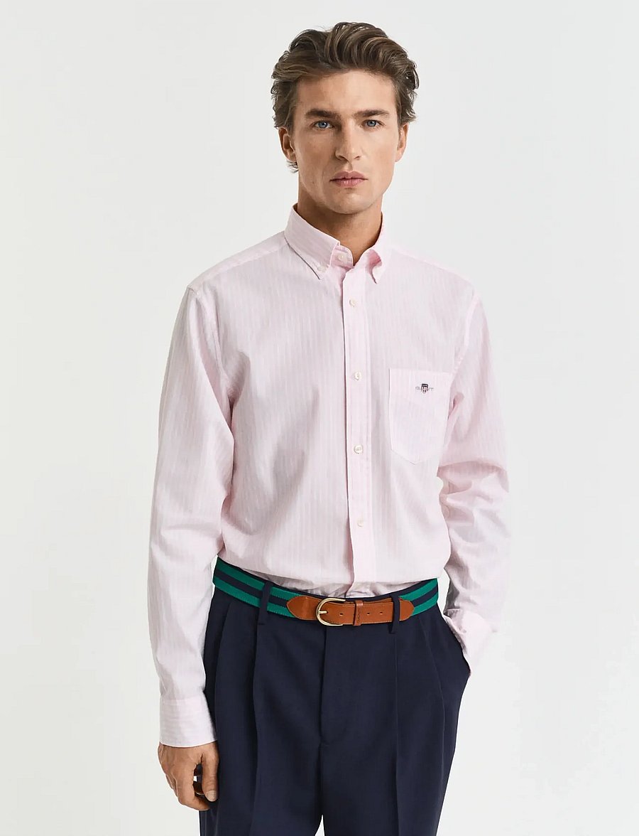 Gant - REG CLASSIC POPLIN STRIPE SHIRT - chemises à rayures - light pink - 0
