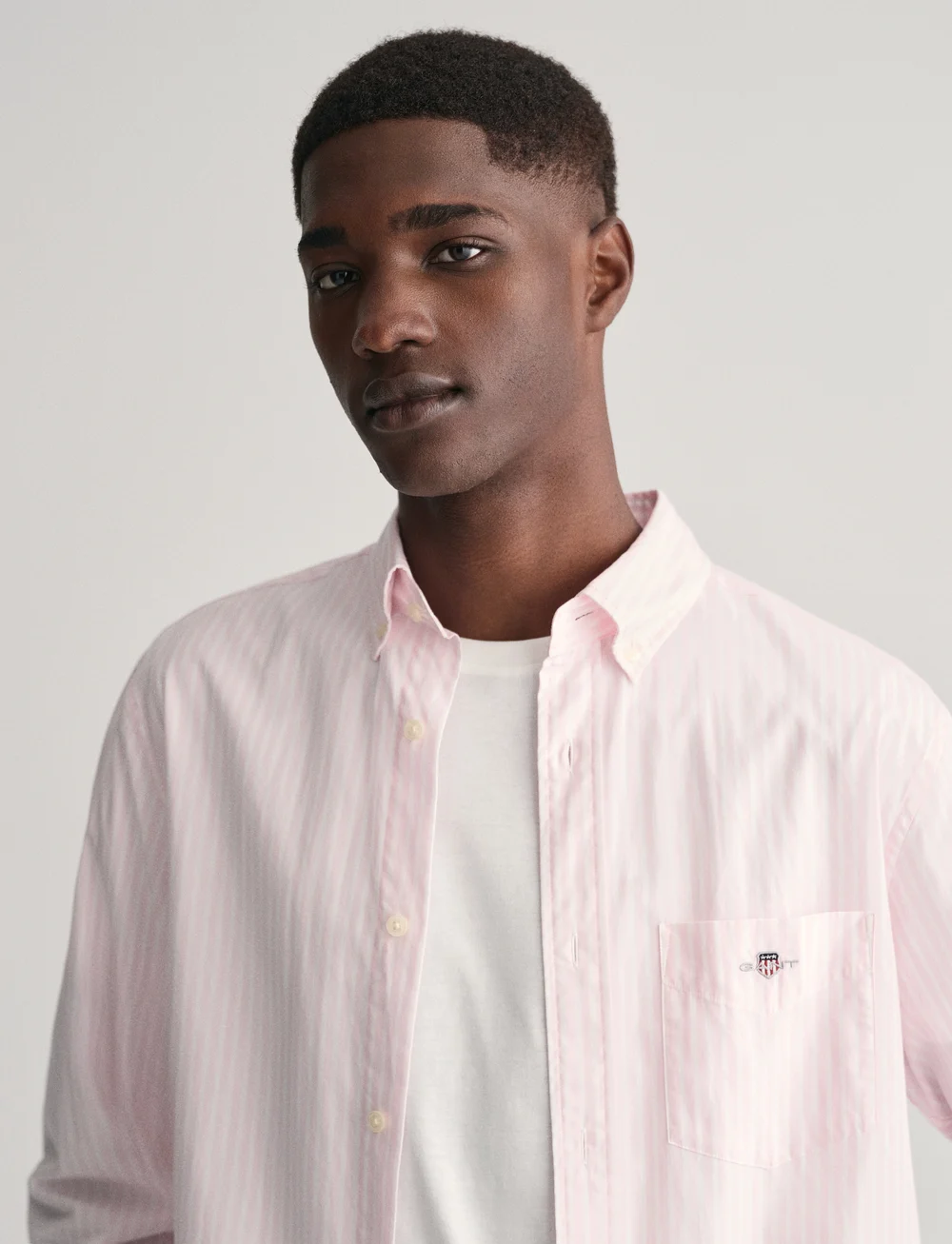 GANT - REG CLASSIC POPLIN STRIPE SHIRT - basic shirts - light pink - 4