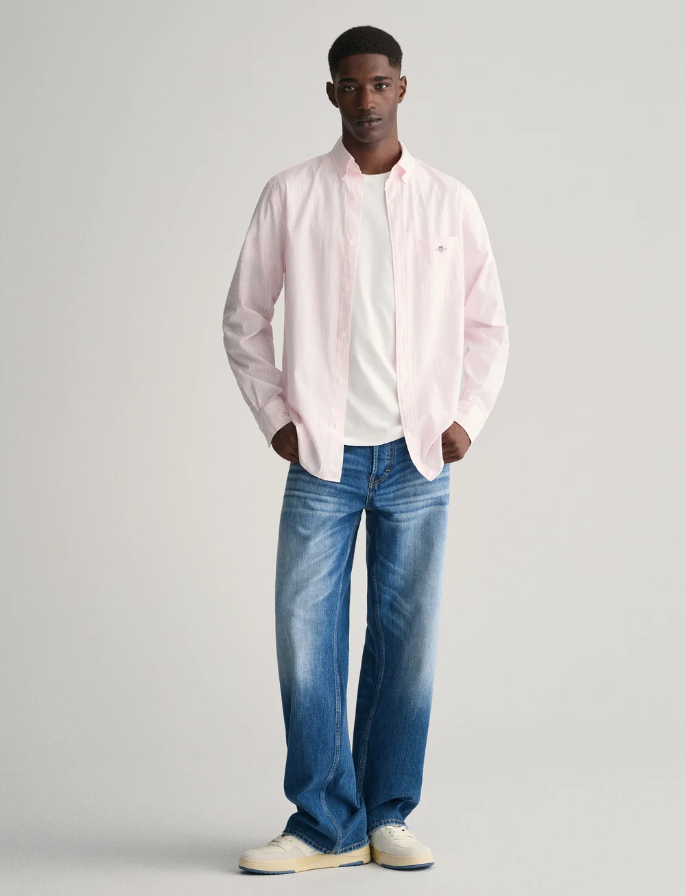 GANT - REG CLASSIC POPLIN STRIPE SHIRT - basic shirts - light pink - 5
