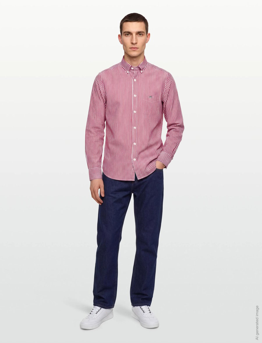 Gant - REG CLASSIC POPLIN STRIPE SHIRT - stribede skjorter - ruby red - 0